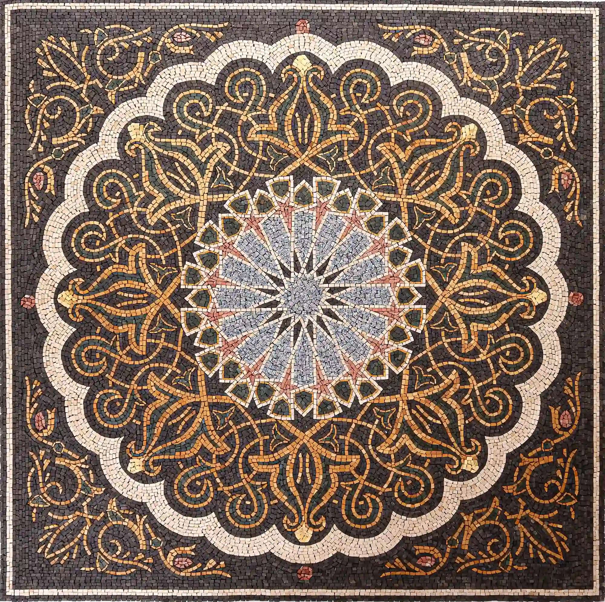 Electric Rhythm handmade marble mosaic (Compass)