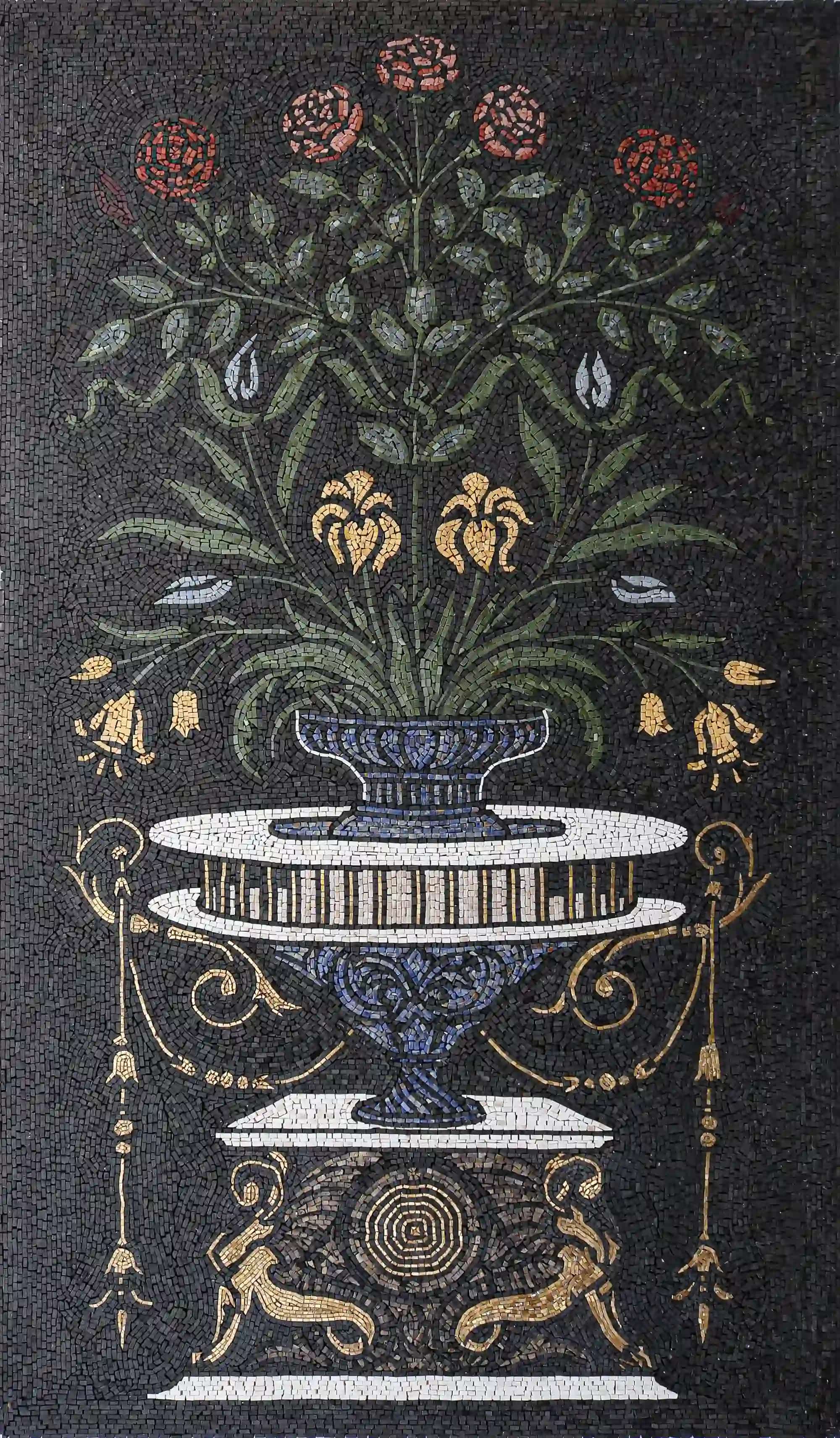 Art Nouveau handmade marble mosaic (Nature)