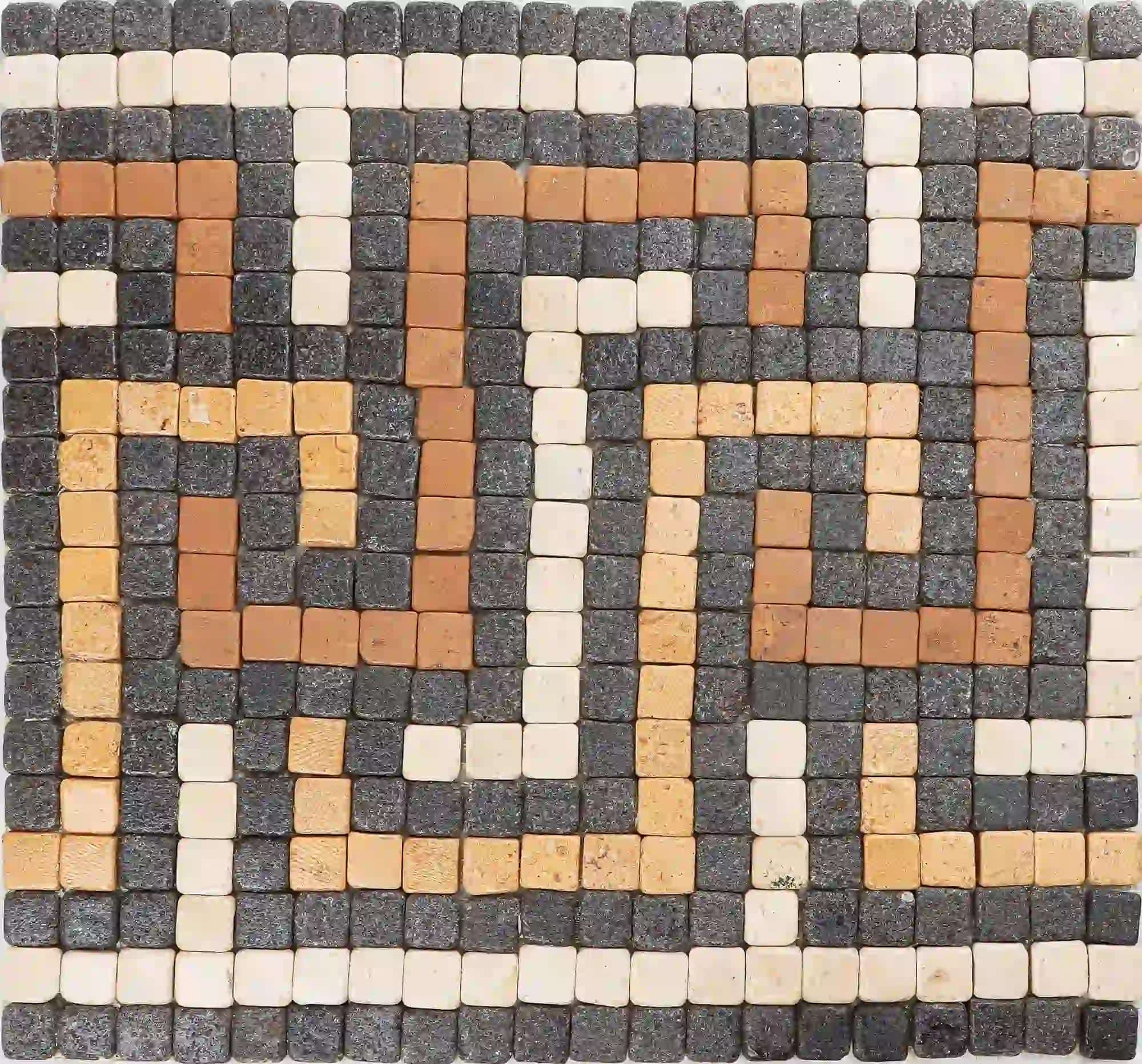 Meander floor tile in pre-cut mosaic marble