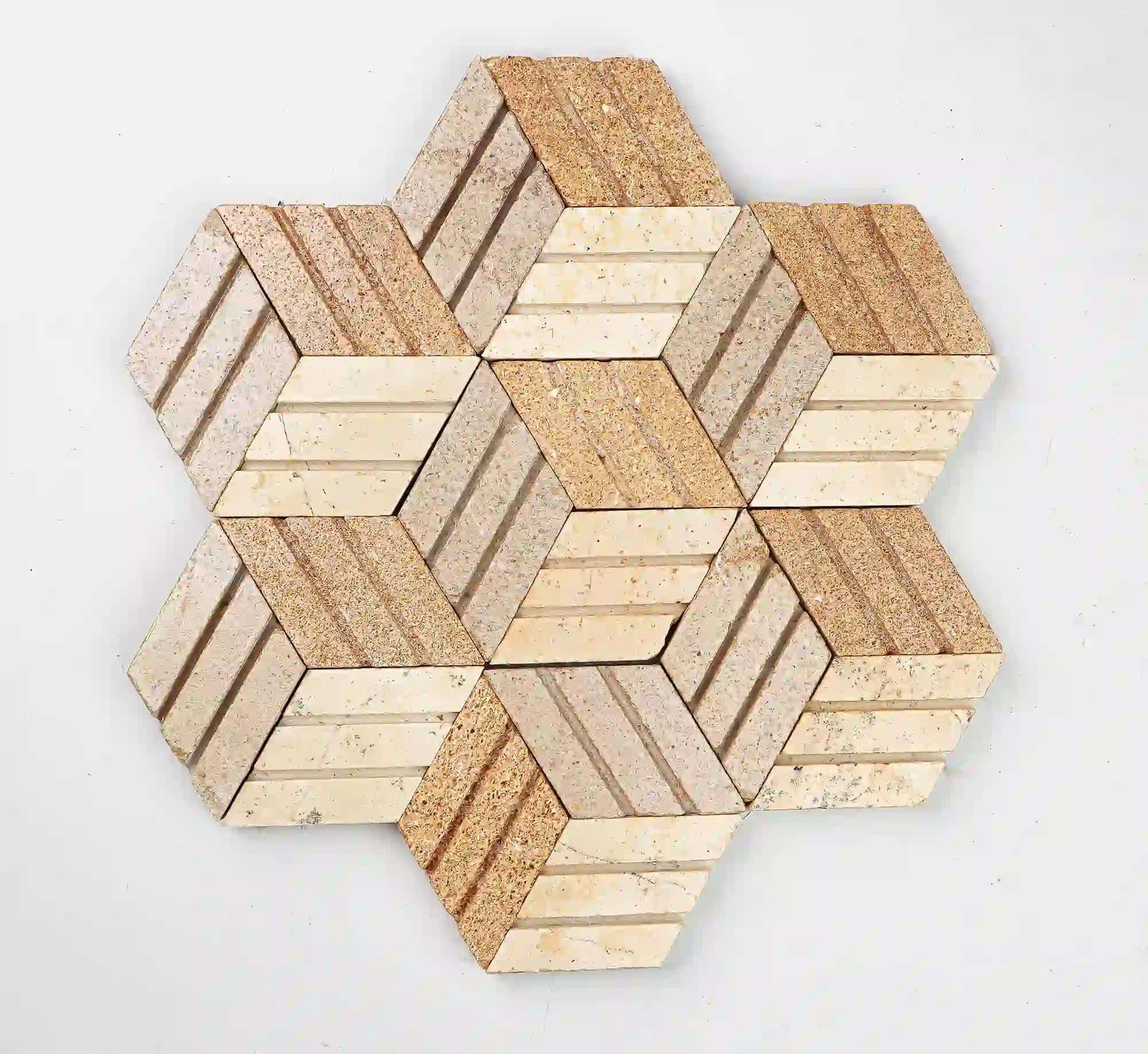 Oatmeal wall tile in turkish grey, lebanese saghbini and tunisian beige stones