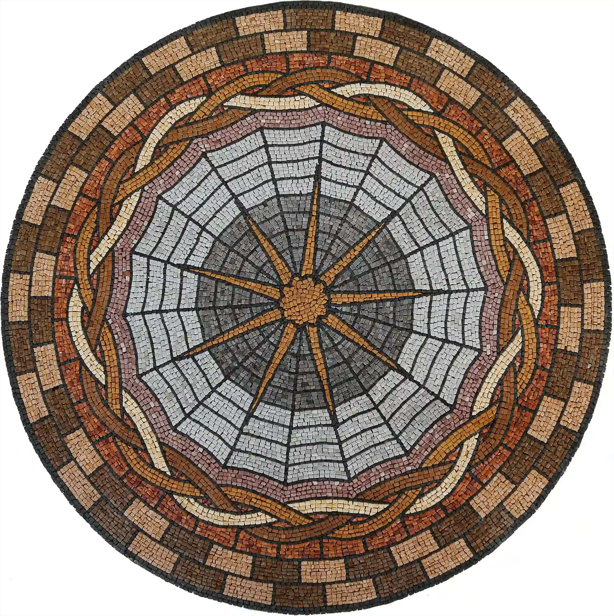 Cardinal Directions compass rose marble mosaic