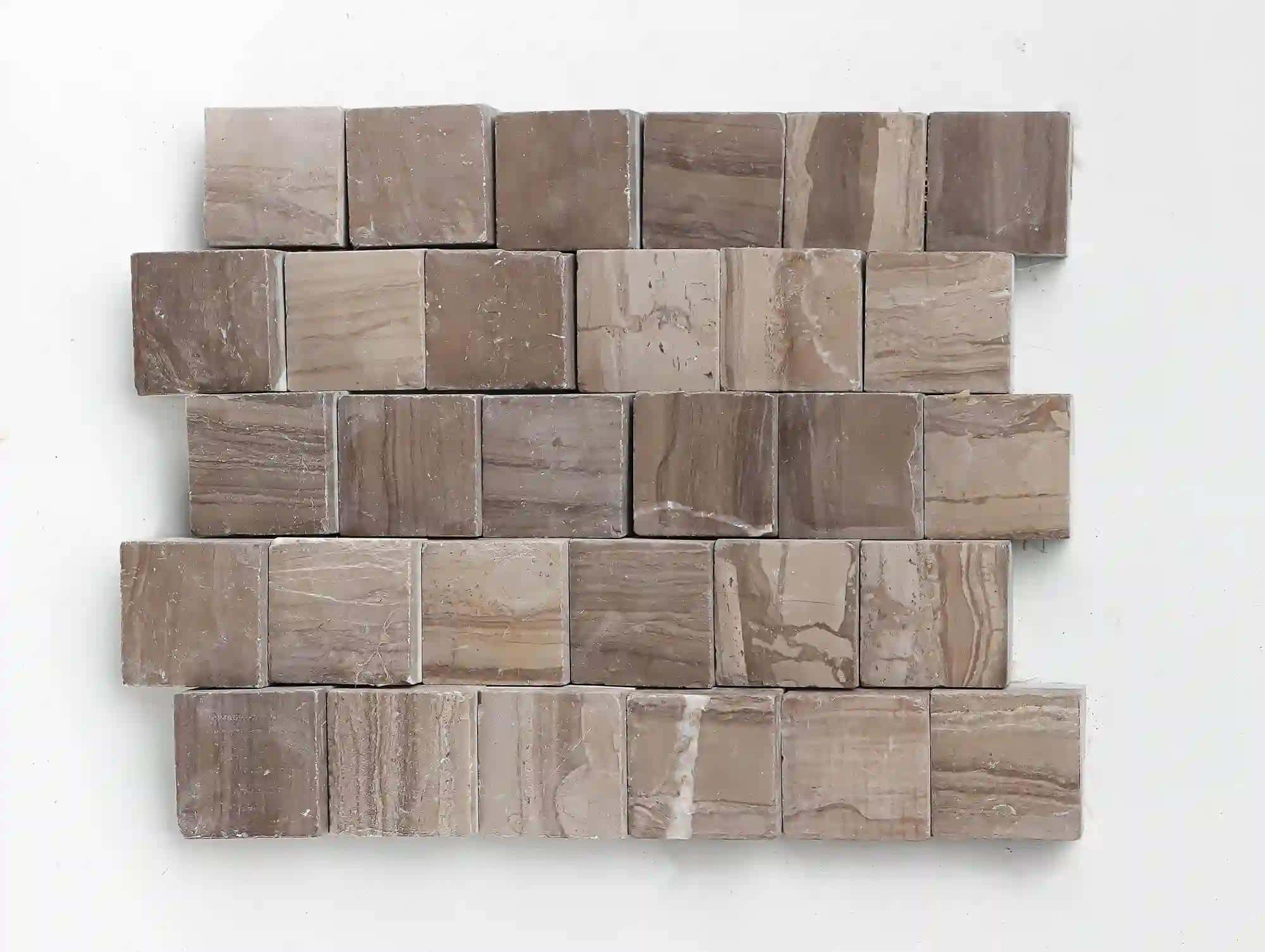 Giovanni handmade Athena Grey marble wall tile with 3D relief