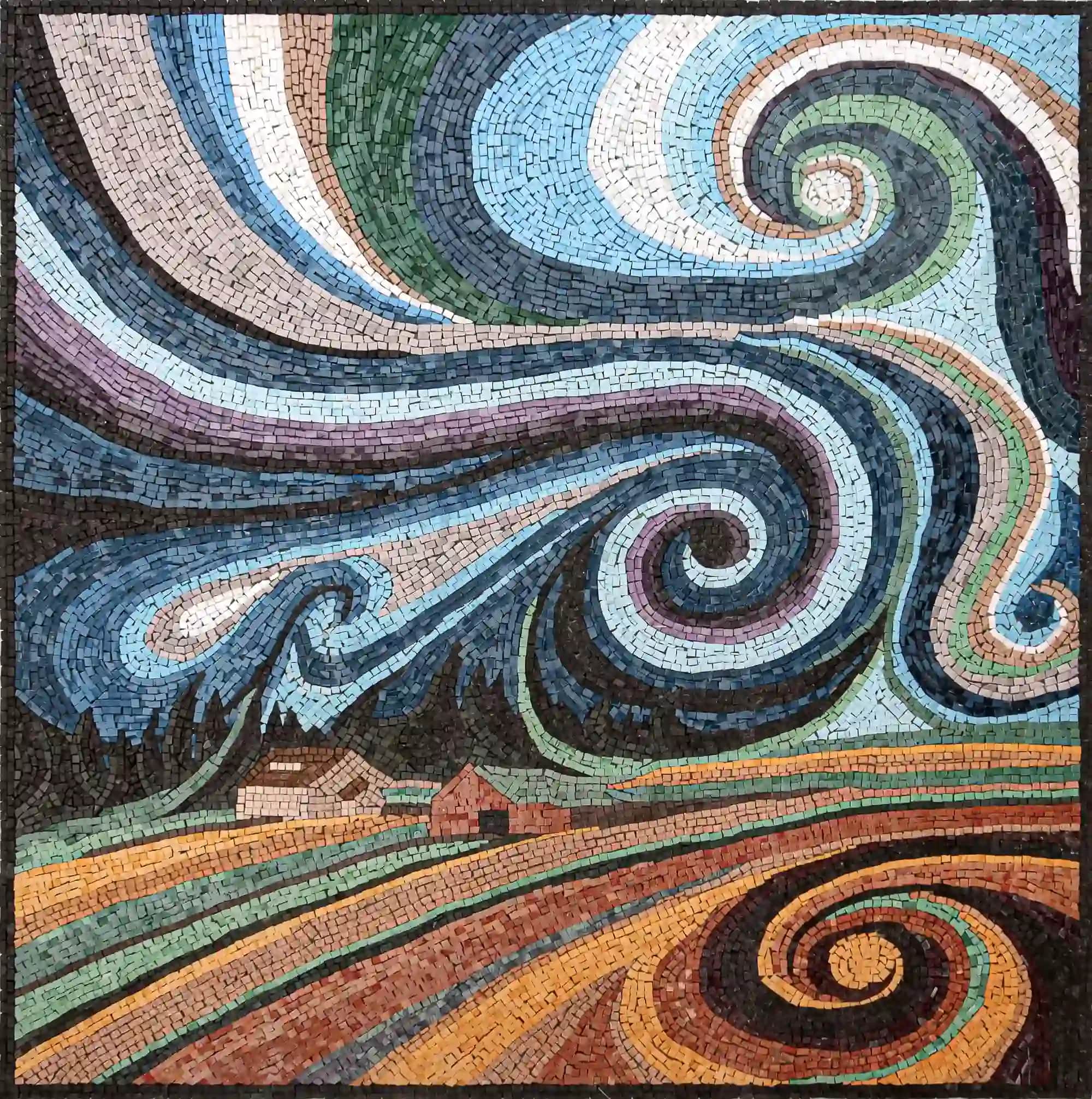 La Tempête Folle handmade marble mosaic (Abstract)