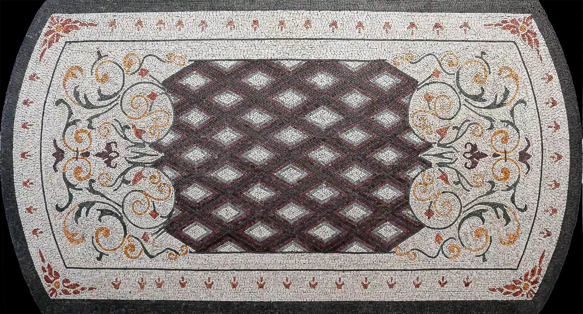 Central Rhombus handmade marble mosaic (Geometric)