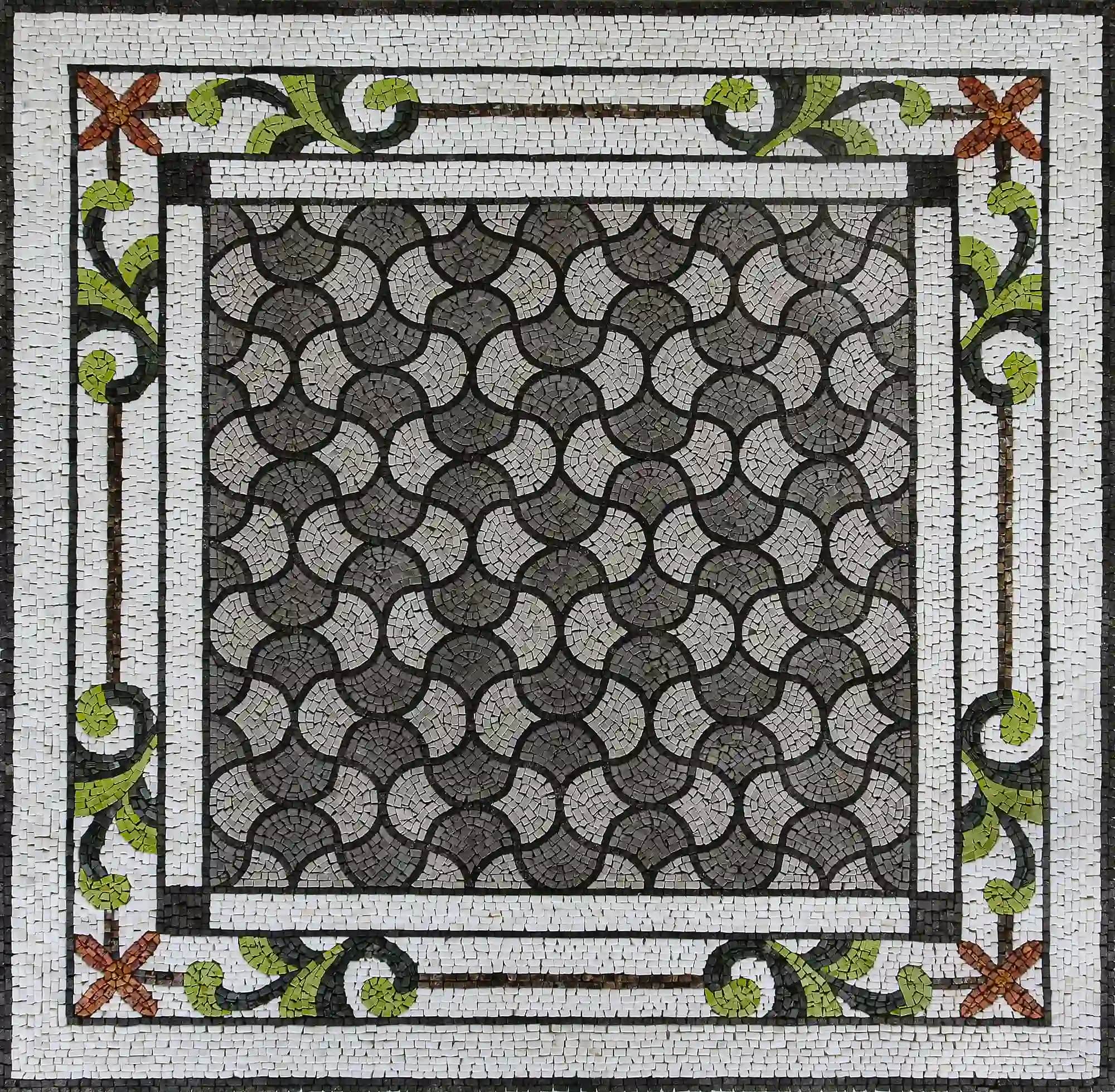 Framed Maze handmade marble mosaic (Geometric)