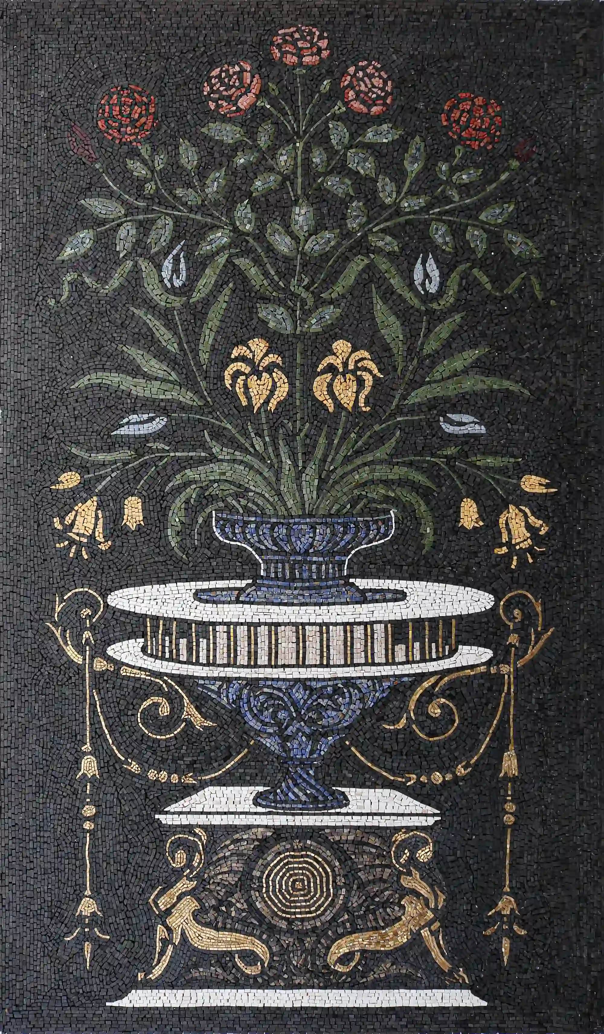 Art Nouveau handmade marble mosaic (Nature)