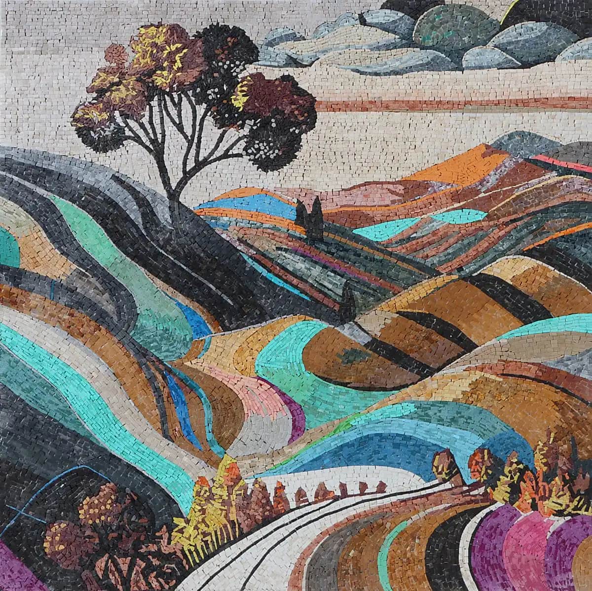By the Mountains – Mosaic Designs handmade marble mosaic (Nature)