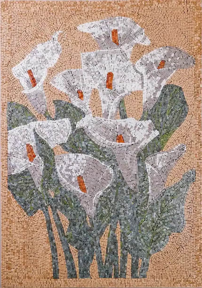 Calla Lilly handmade marble mosaic (Nature)