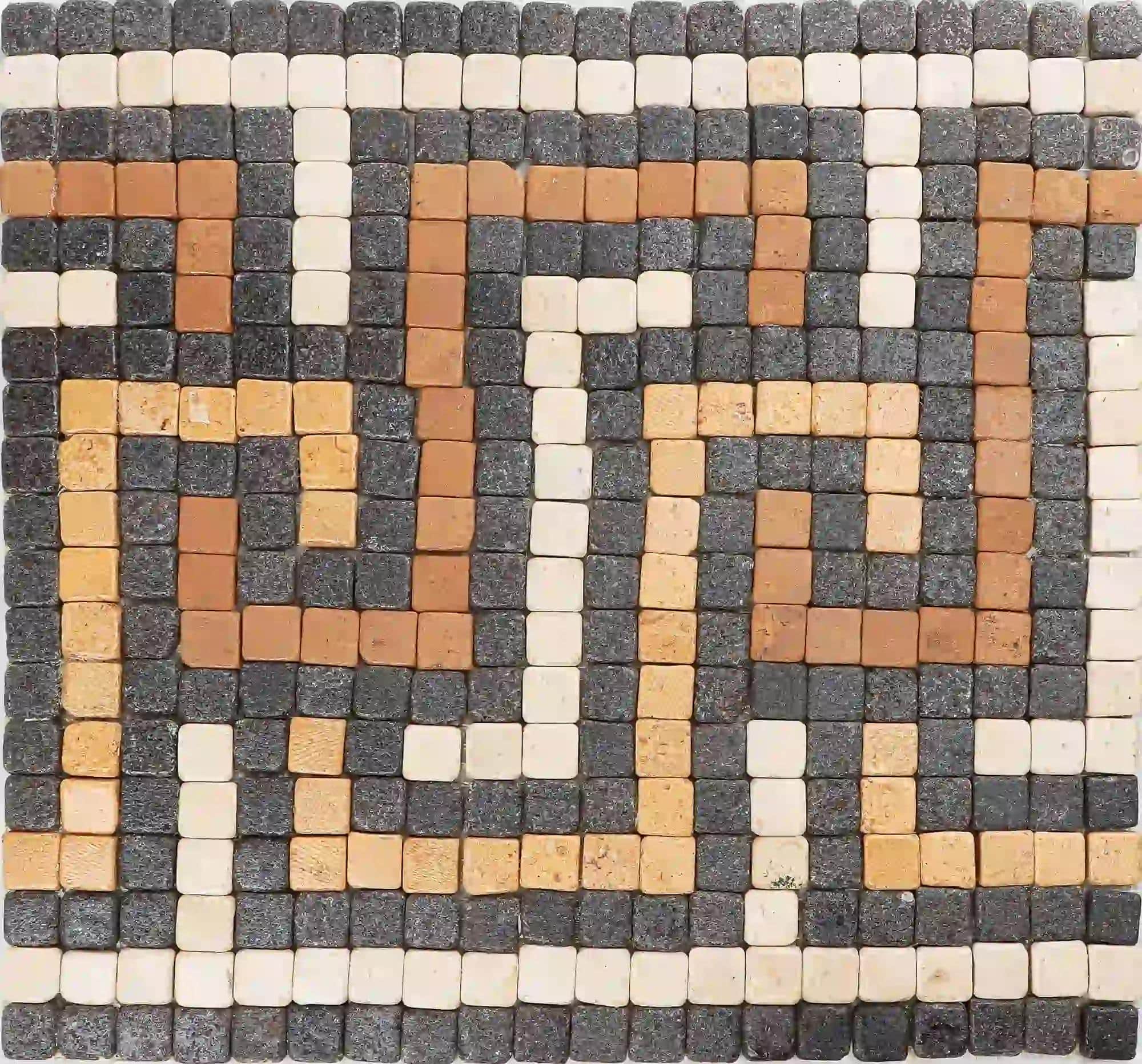 Meander floor tile in pre-cut mosaic marble