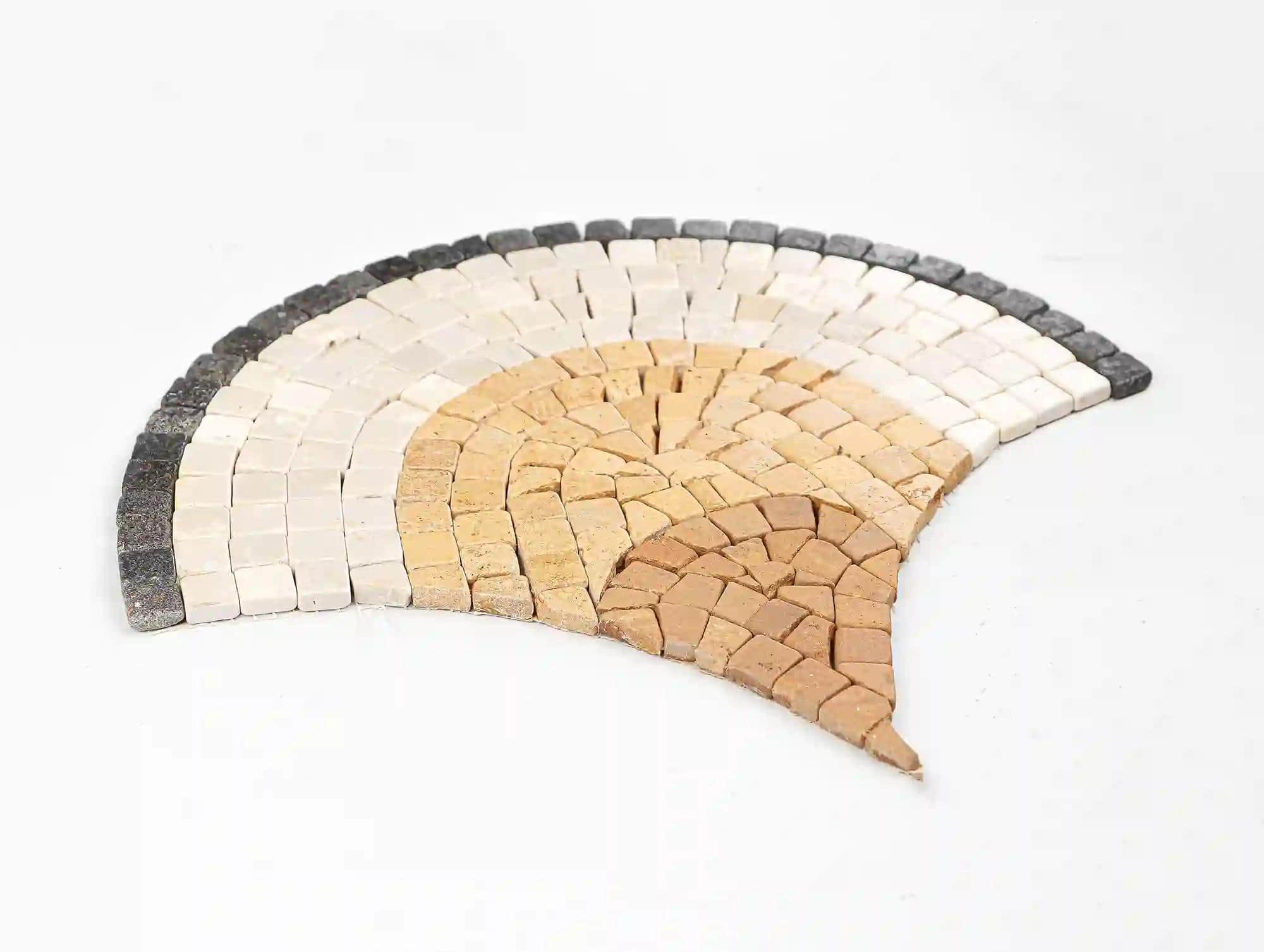 Mermaid Scale floor tile in pre-cut mosaic marble