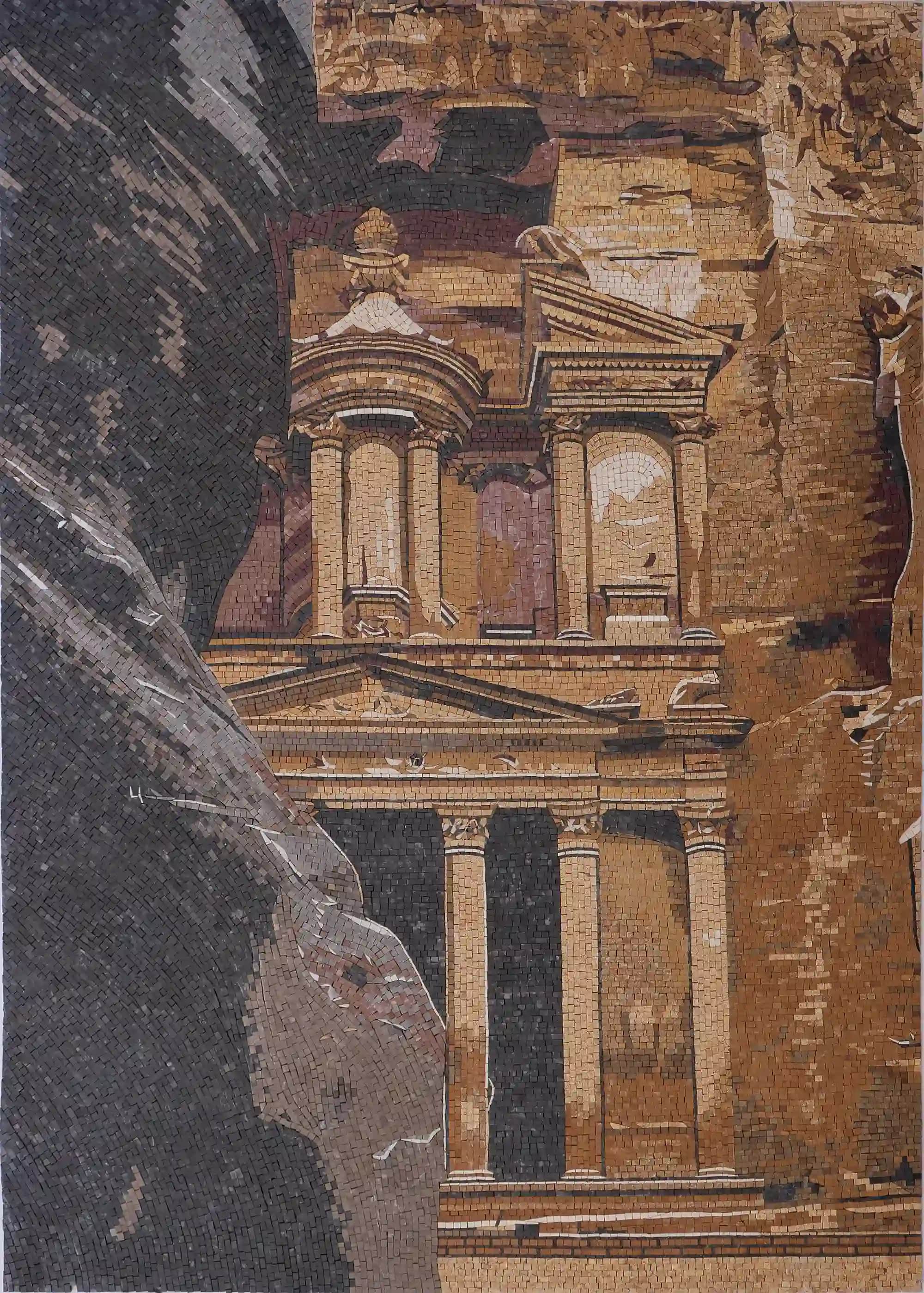 Petra architectural marble mosaic artwork