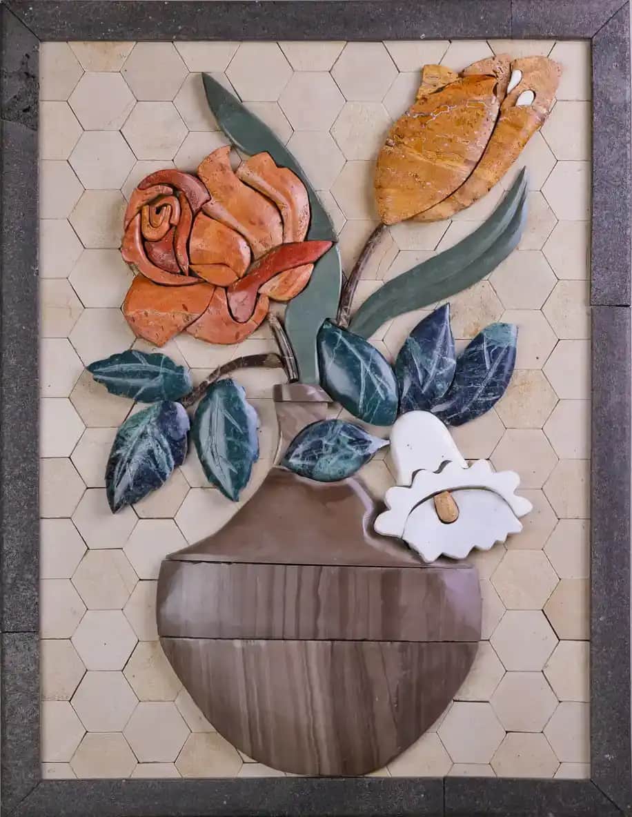 Amphora handmade marble mosaic (Nature)
