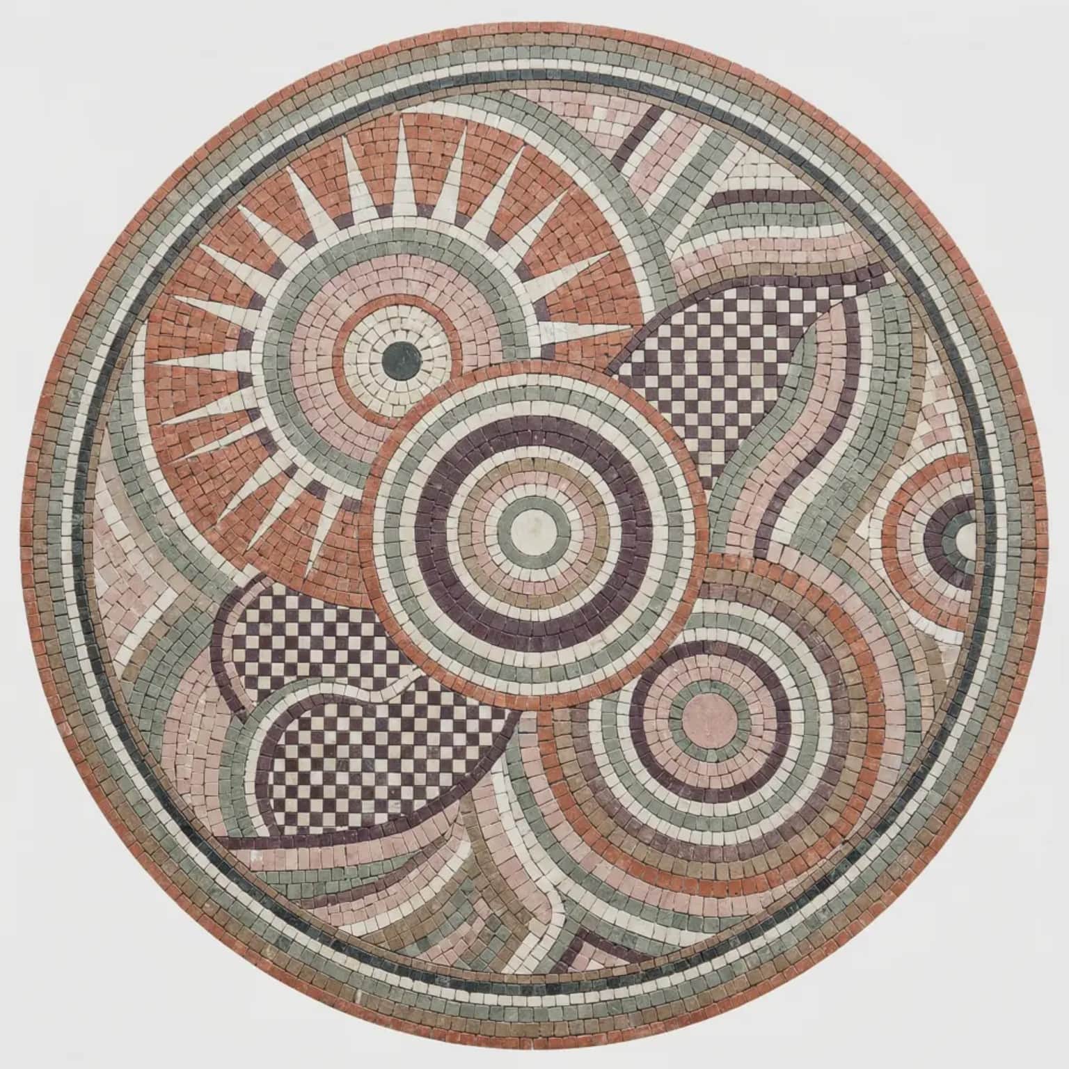 Orbitra circular geometric hand-cut marble mosaic