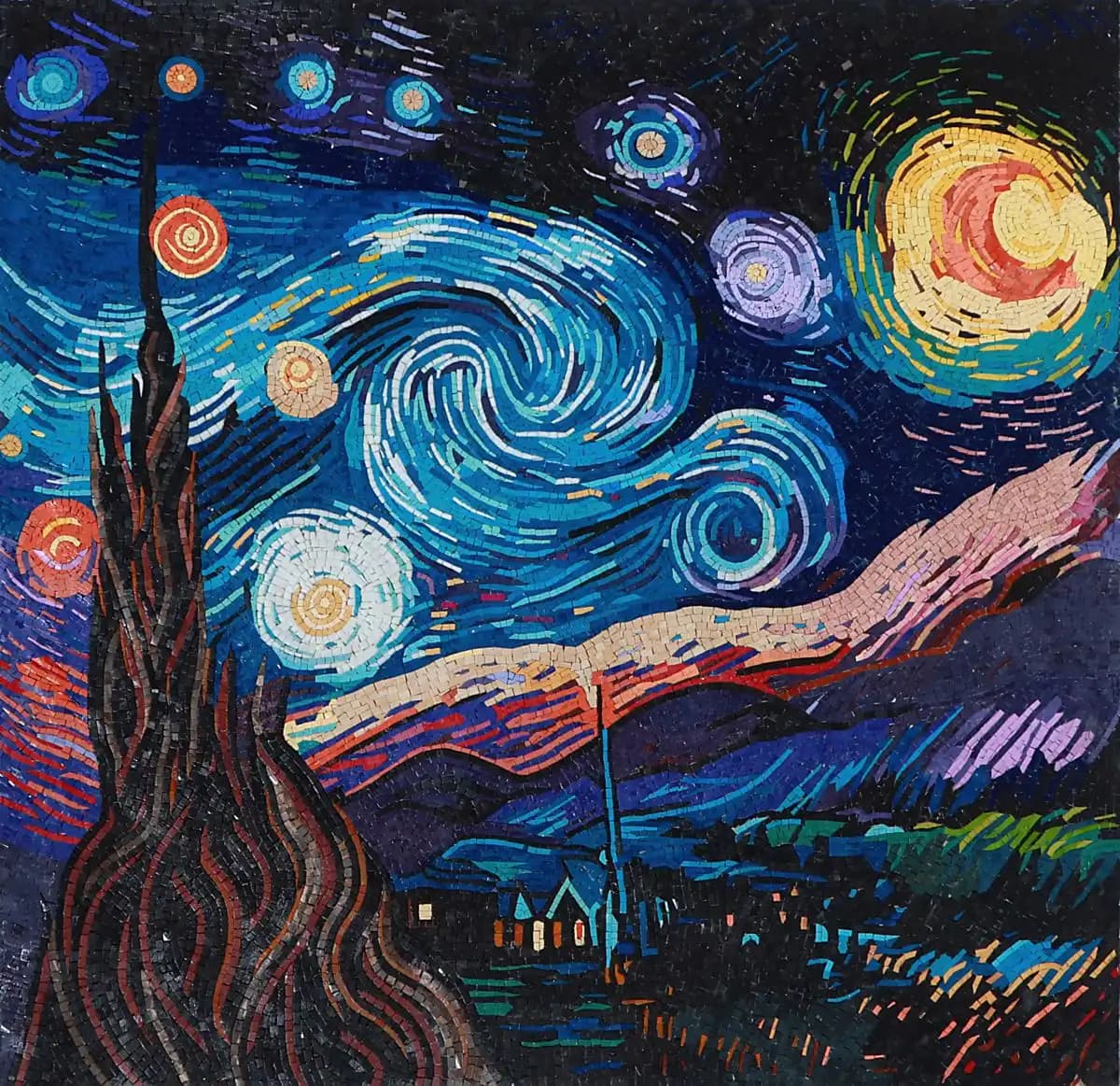 Gogh’s Way – Mosaic Designs handmade marble mosaic (Abstract)