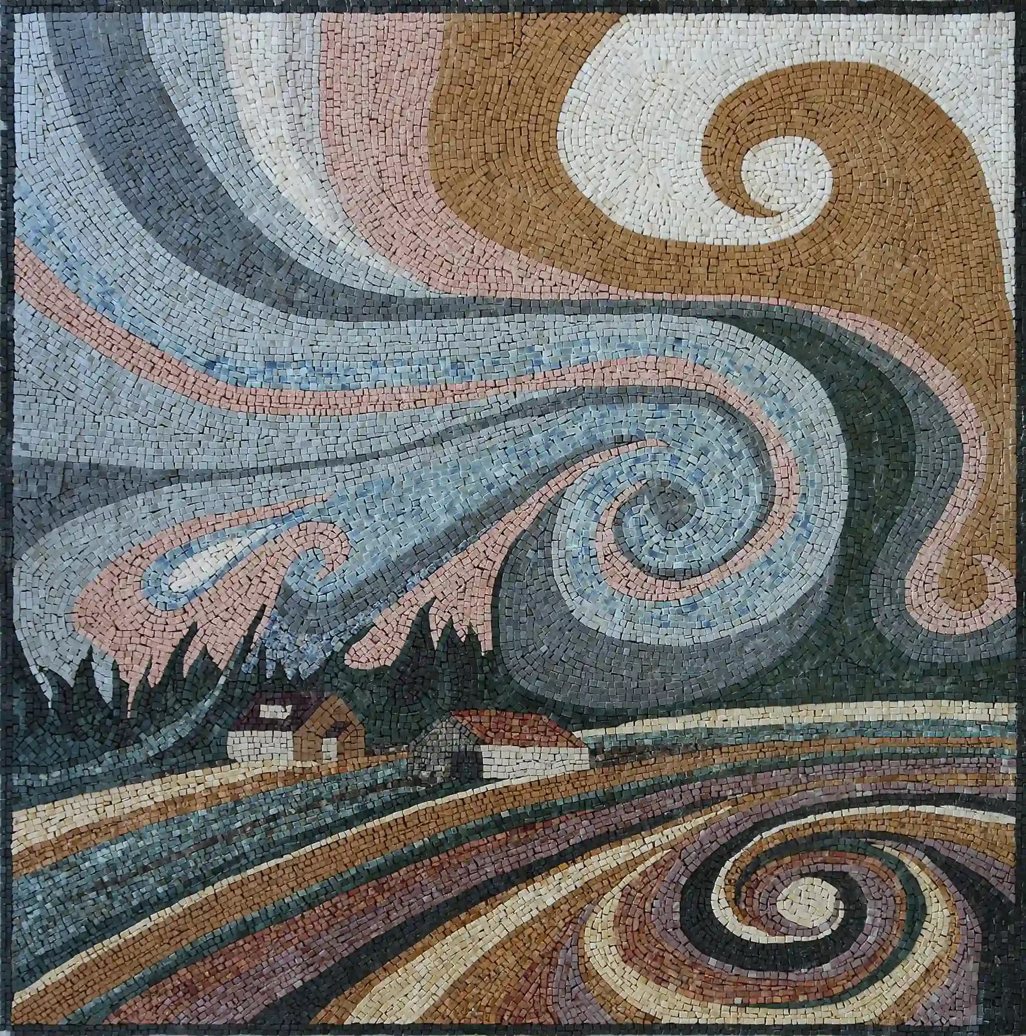 Windy Day handmade marble mosaic (Abstract)