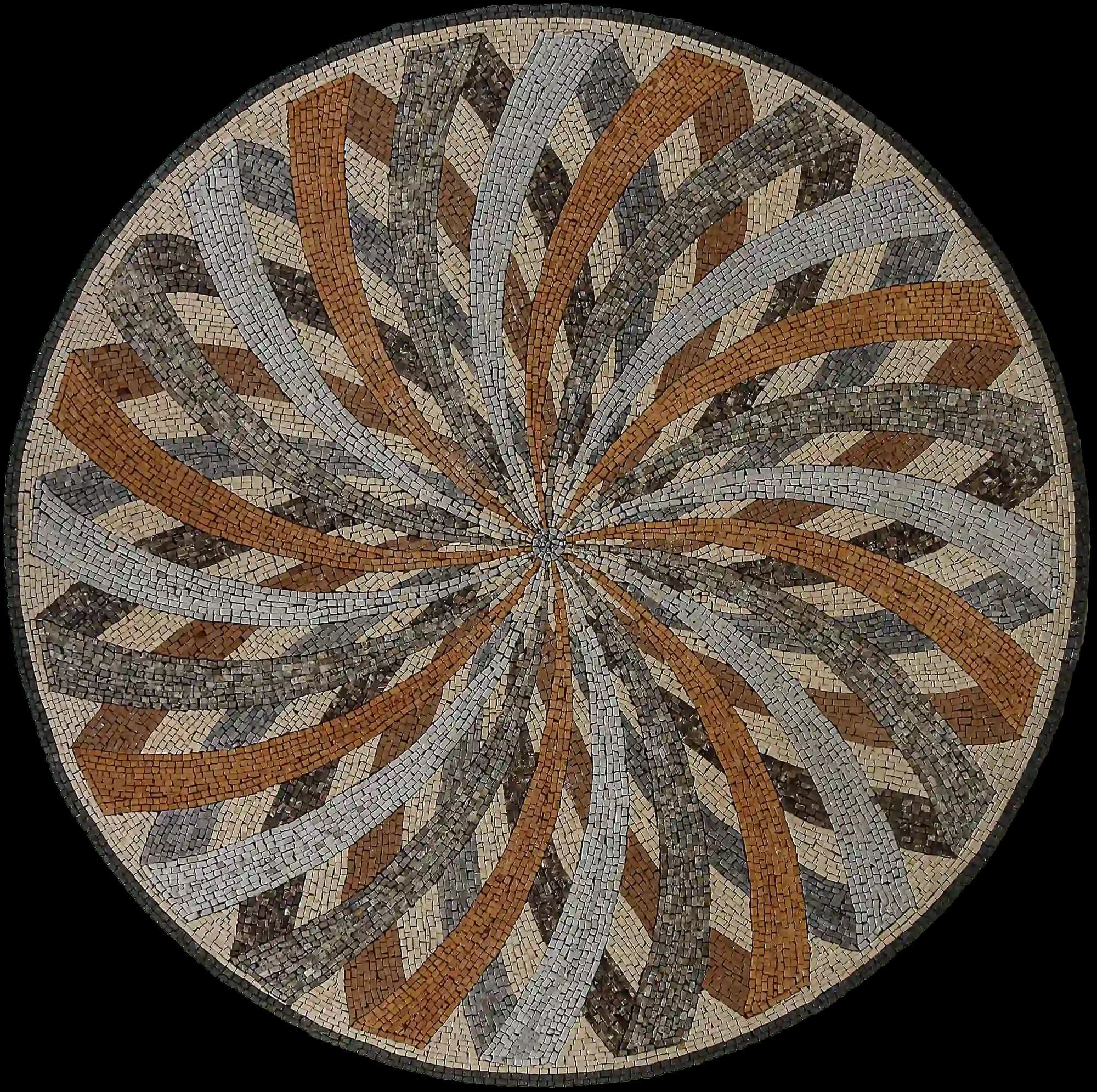 The Compass Flower n°3 handmade marble mosaic (Compass)