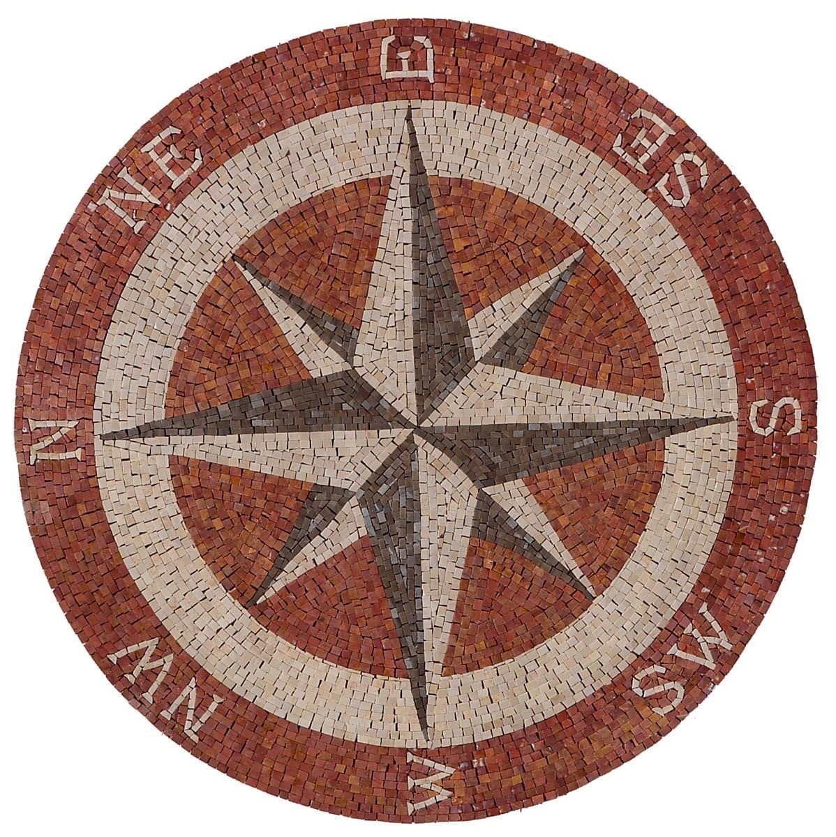 The Pointer – Mosaic Designs handmade marble mosaic (Compass)