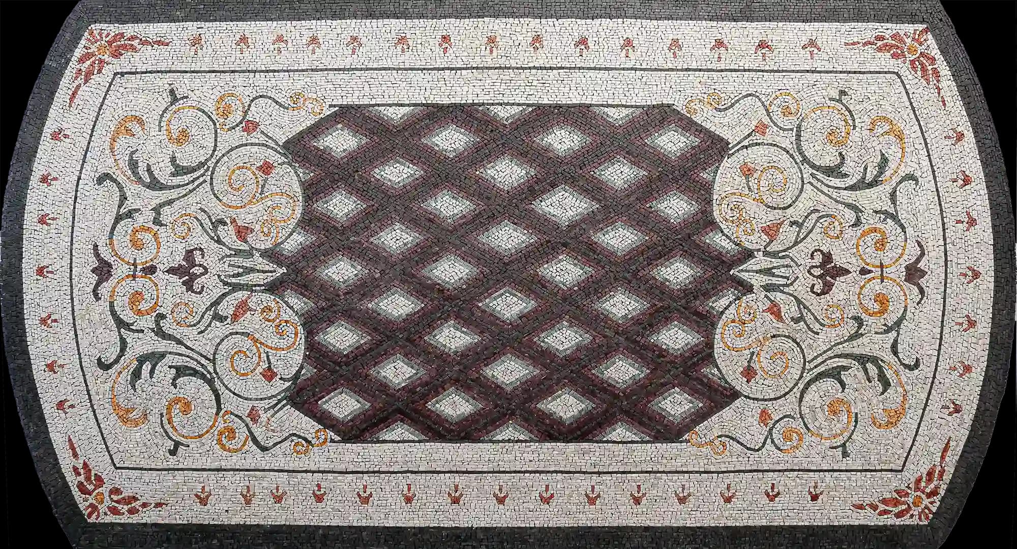 Central Rhombus handmade marble mosaic (Geometric)