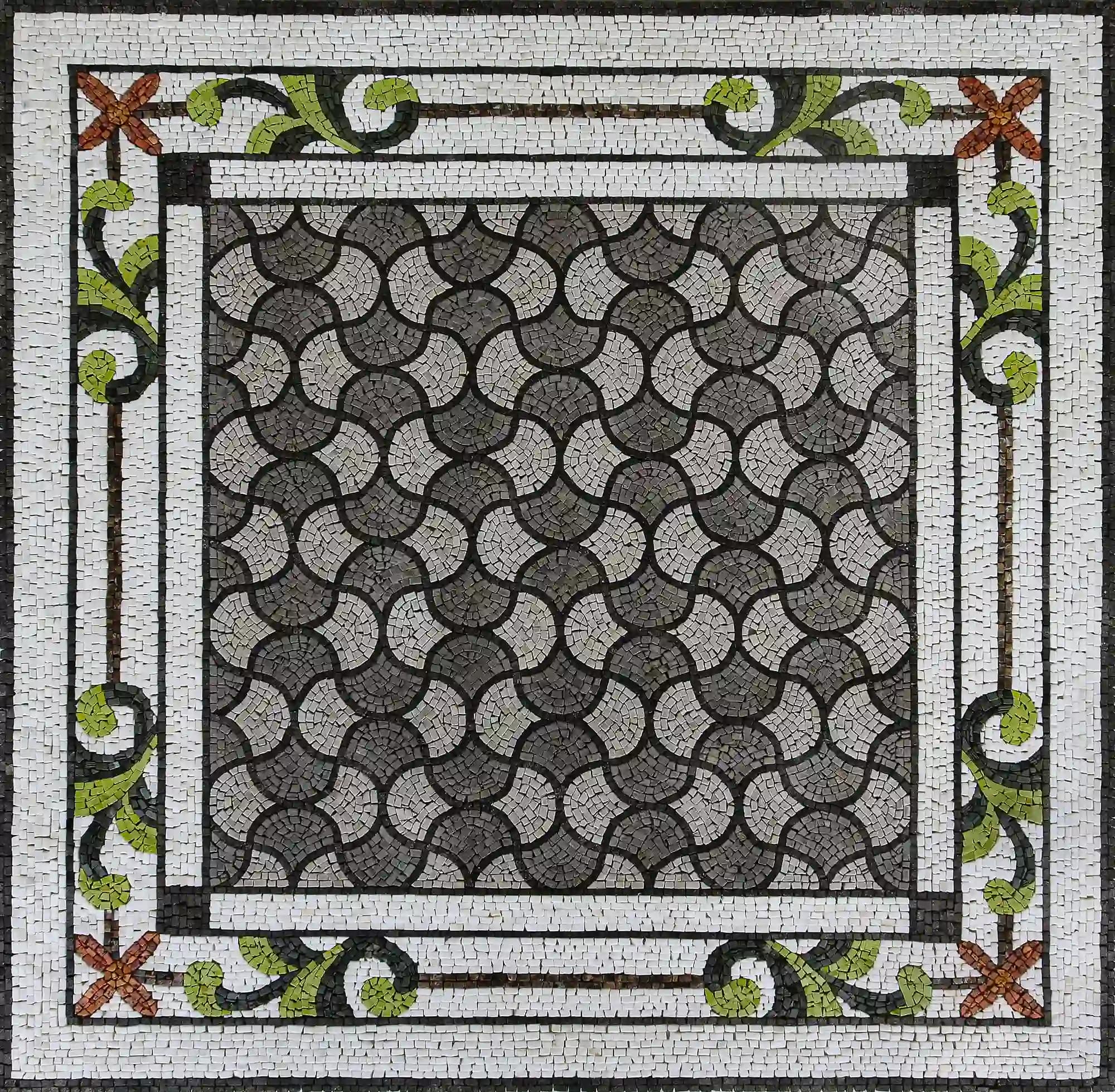 Framed Maze handmade marble mosaic (Geometric)
