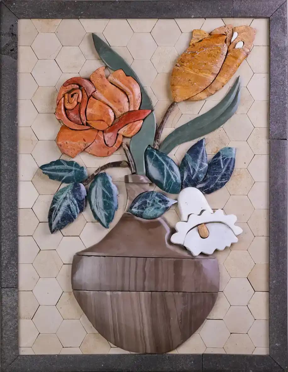 Amphora handmade marble mosaic (Nature)