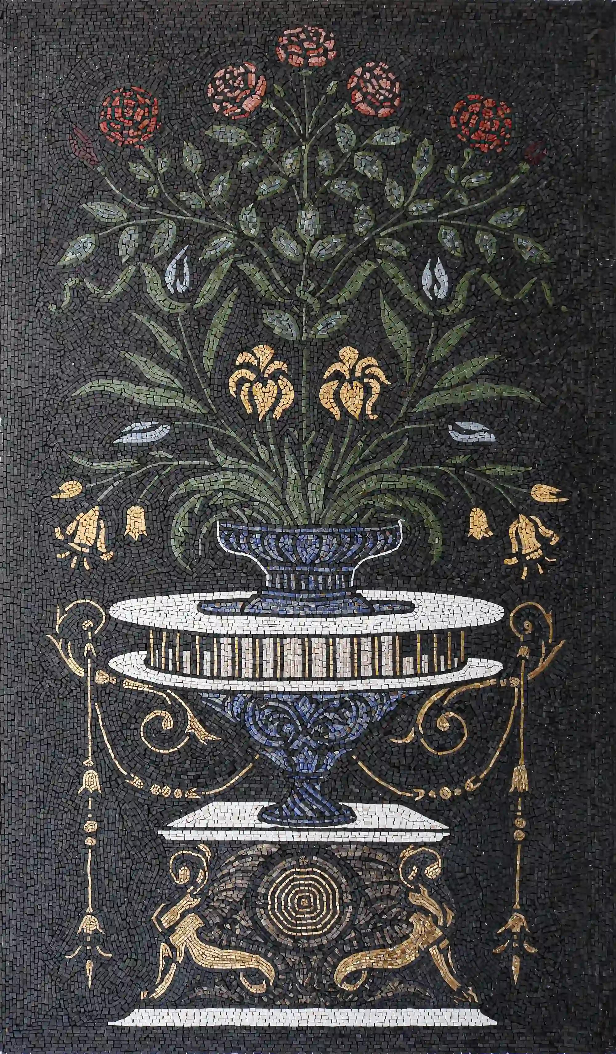 Art Nouveau handmade marble mosaic (Nature)