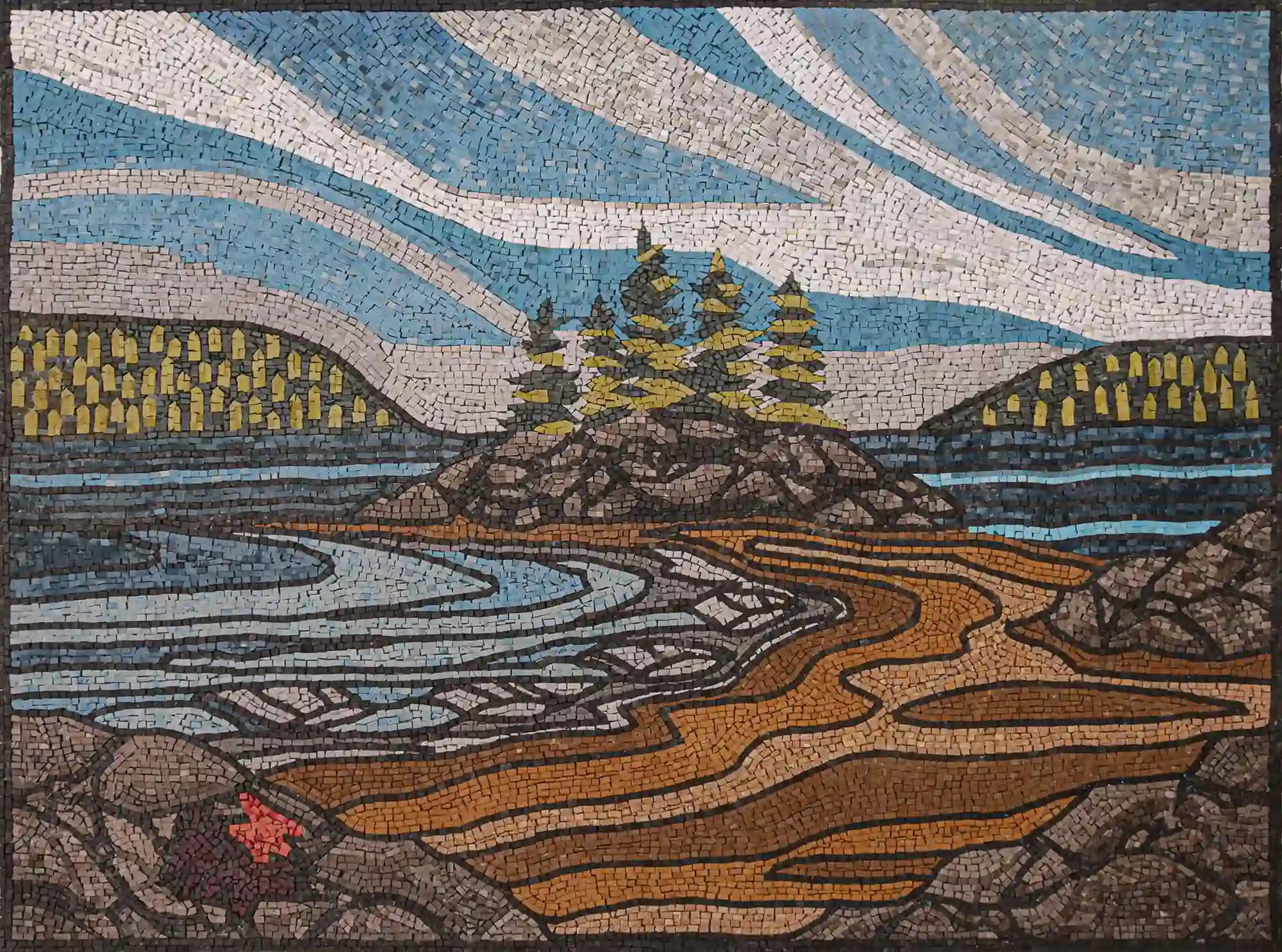 Blown Away handmade marble mosaic (Nature)