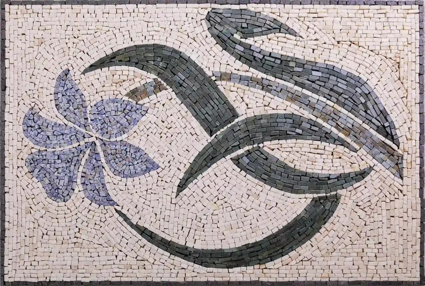 Blue Flower handmade marble mosaic (Nature)