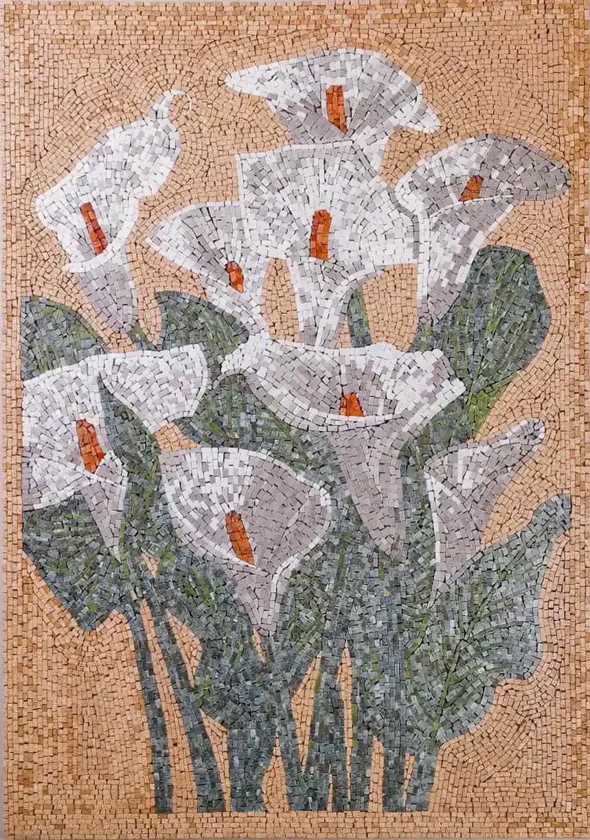 Calla Lilly handmade marble mosaic (Nature)