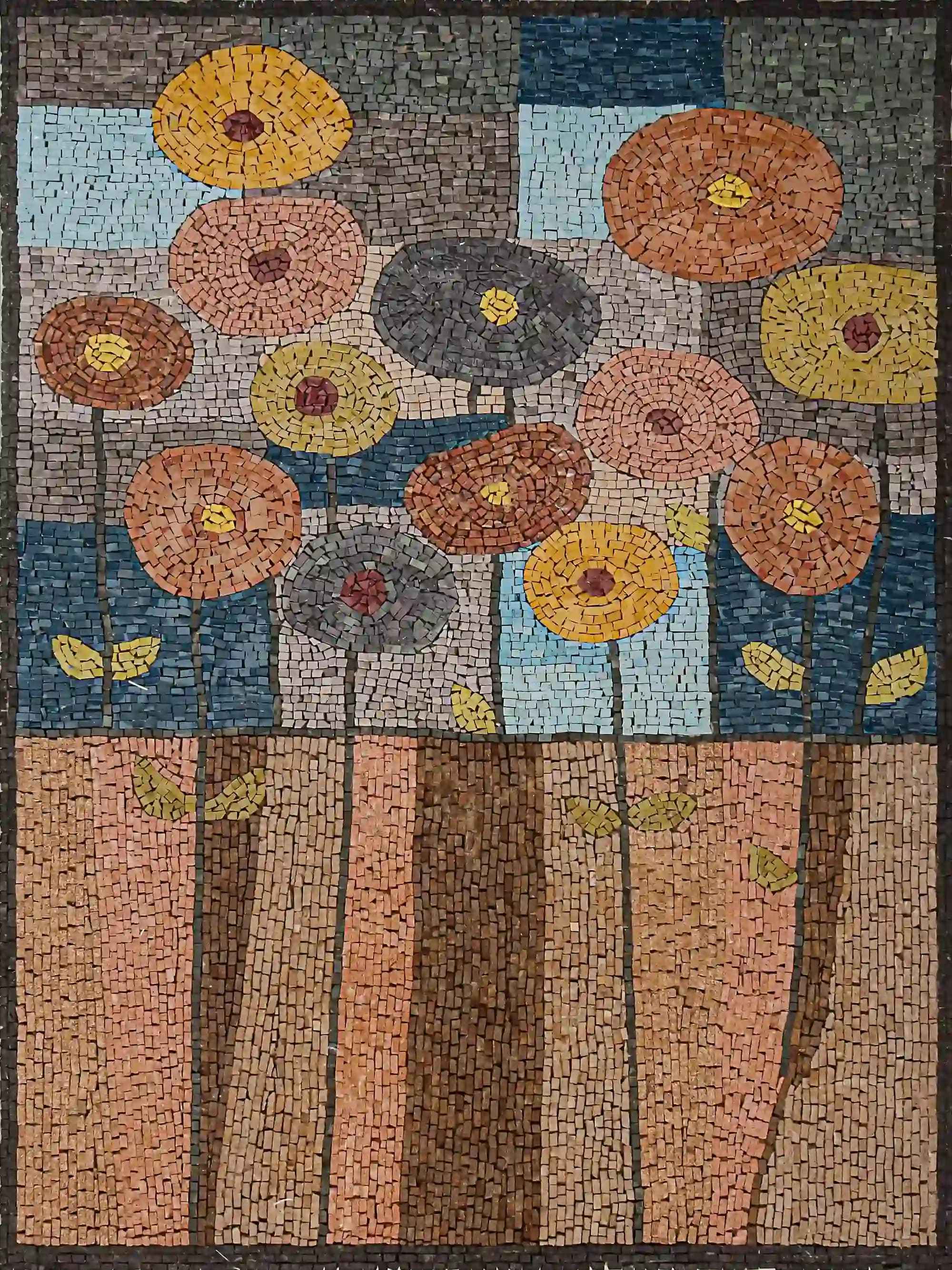 Cubist Flowers 2 handmade marble mosaic (Nature)