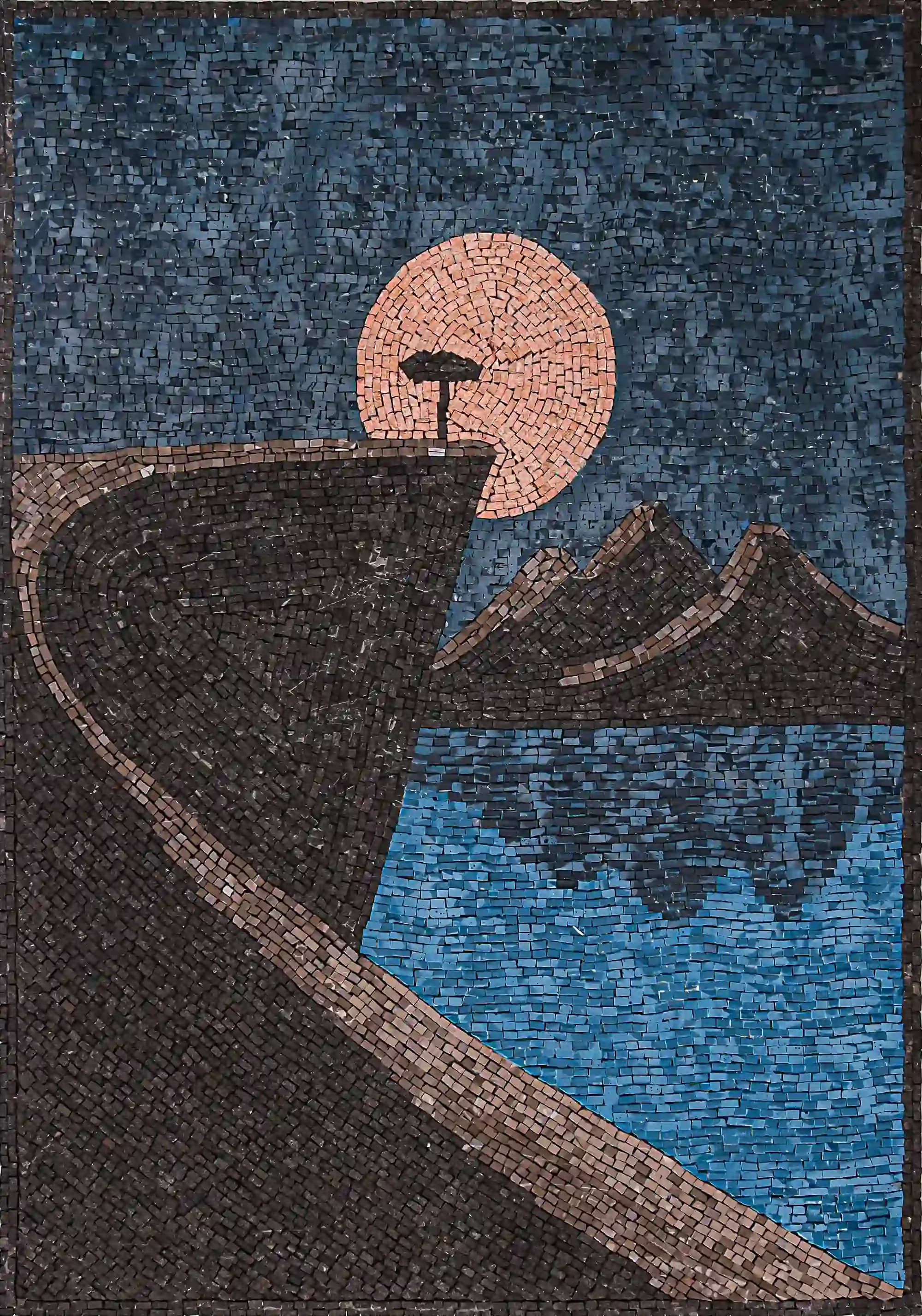 Full Moon handmade marble mosaic (Nature)