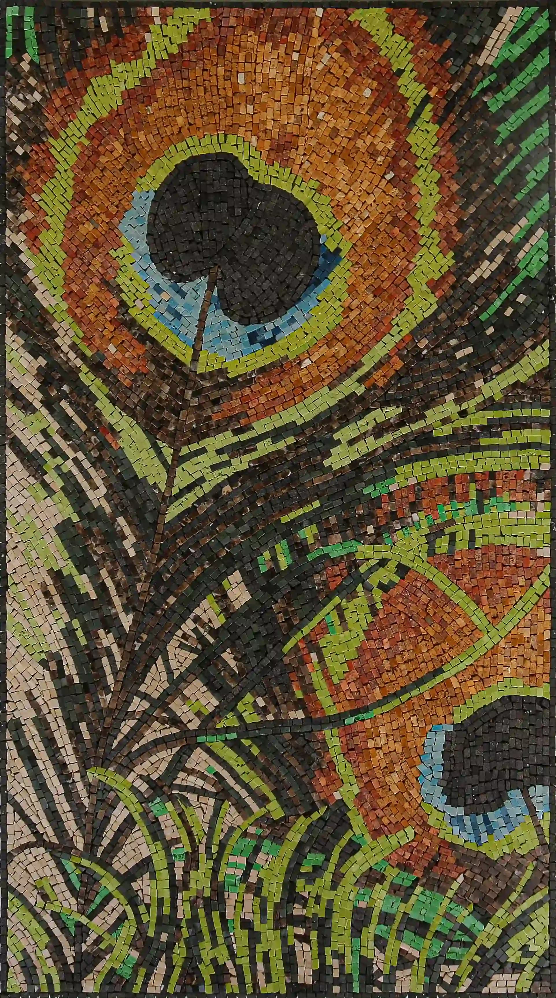 Peacock handmade marble mosaic (Nature)