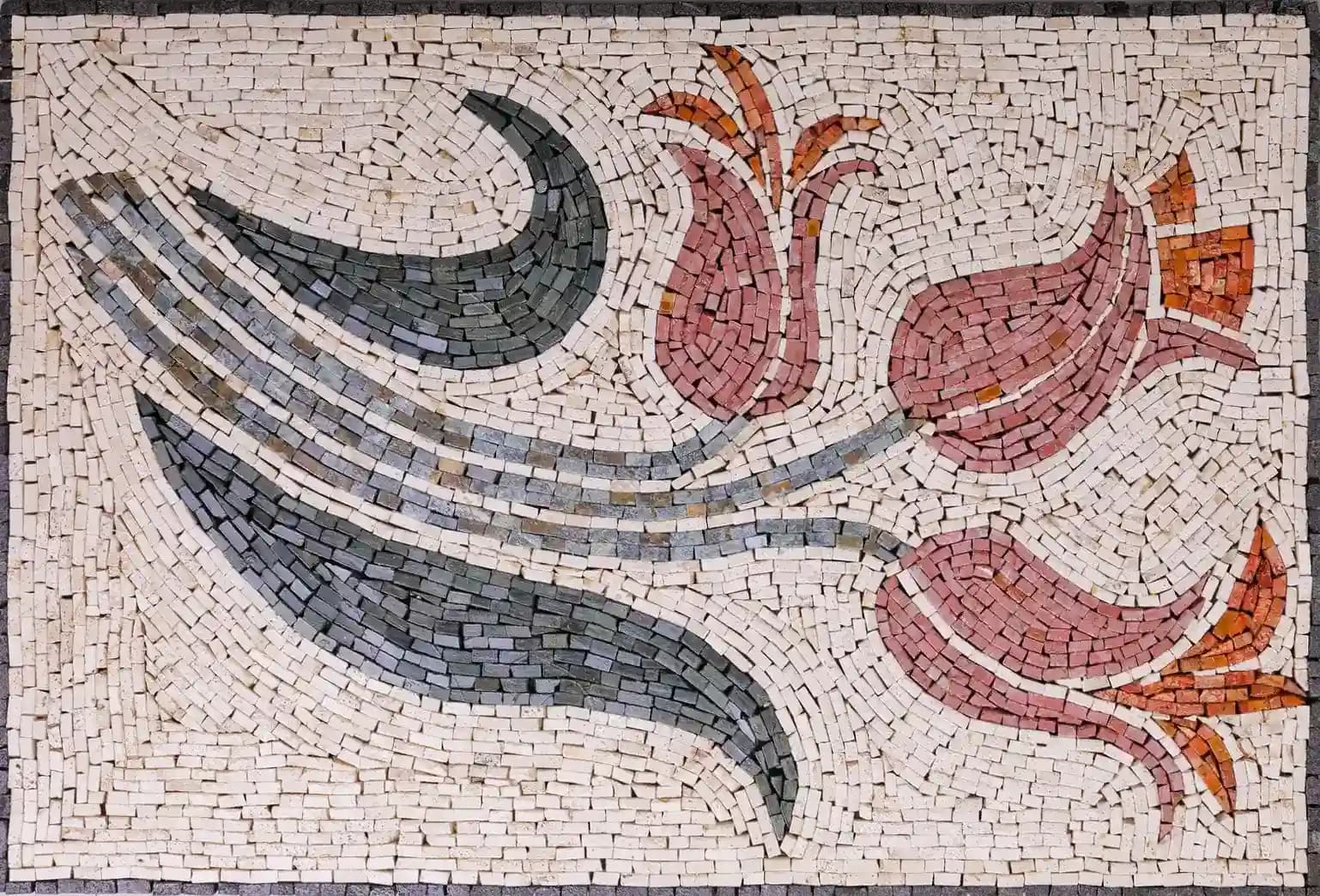 Red Roses handmade marble mosaic (Nature)