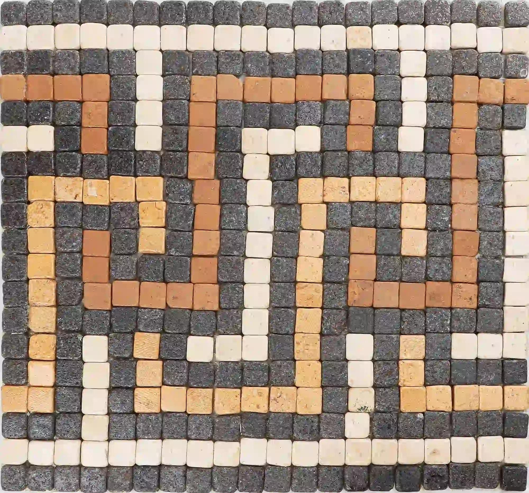 Meander floor tile in pre-cut mosaic marble