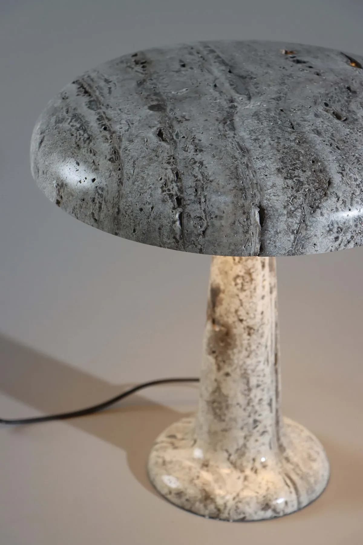 Kimberly marble table lamp in Silver Travertine, view 3