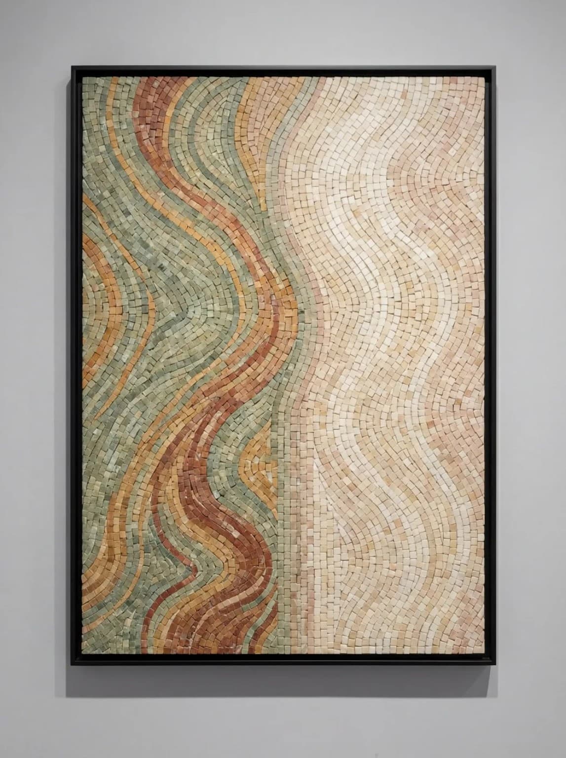 Sorelle sage and ivory abstract marble mosaic wall panel