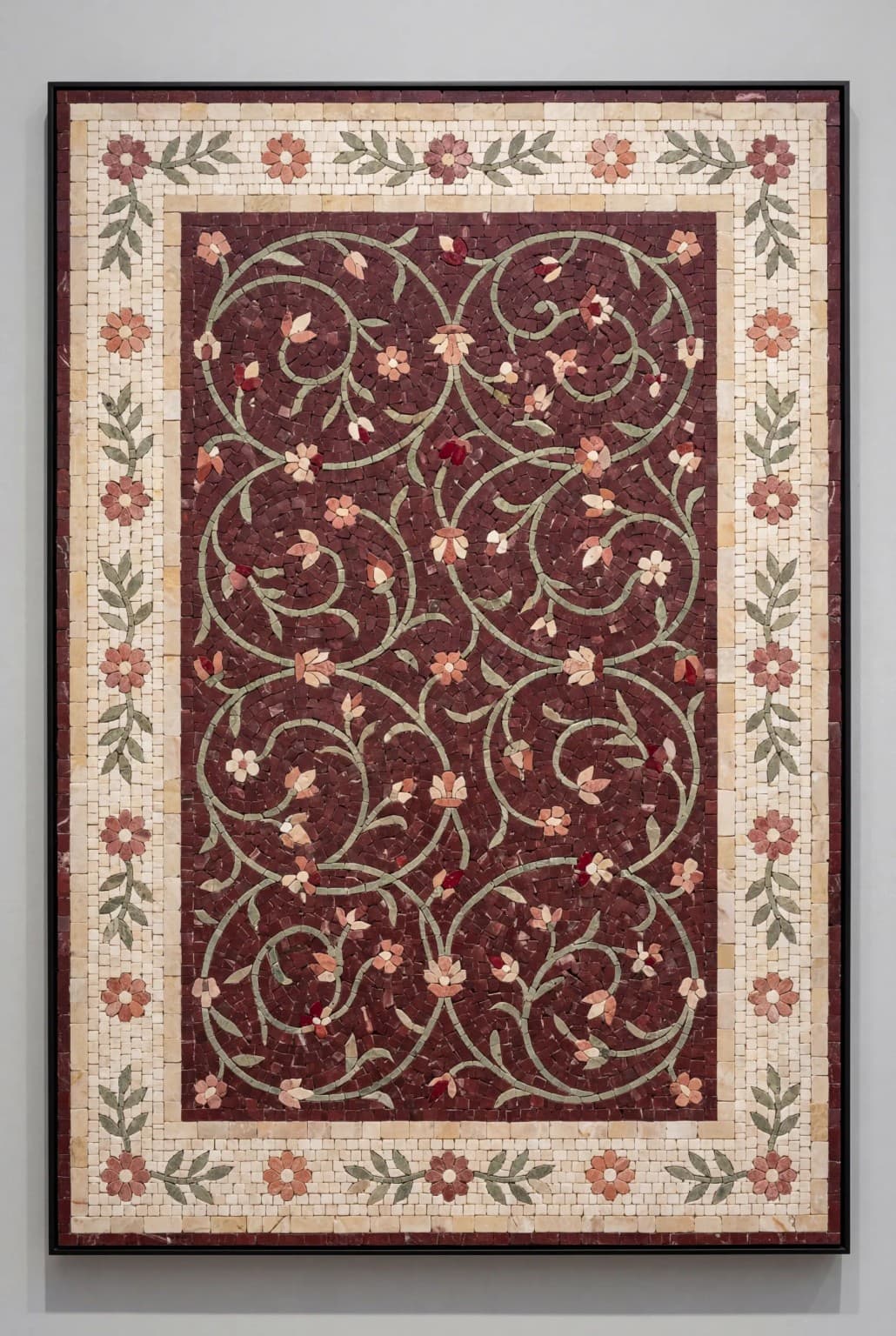 Rossera burgundy botanical marble mosaic panel
