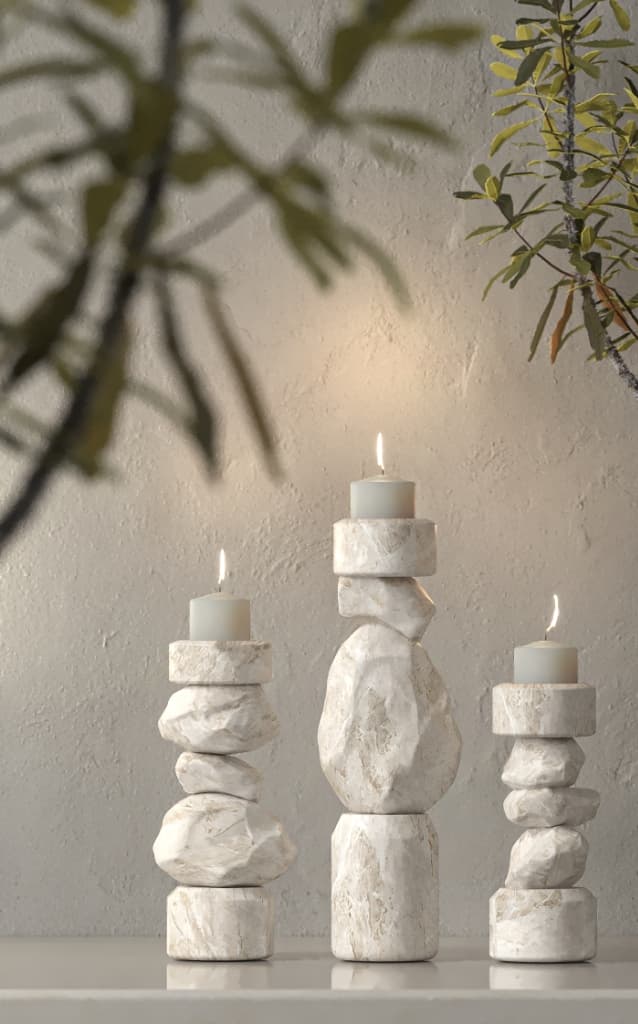 Custom marble lamp with warm lighting