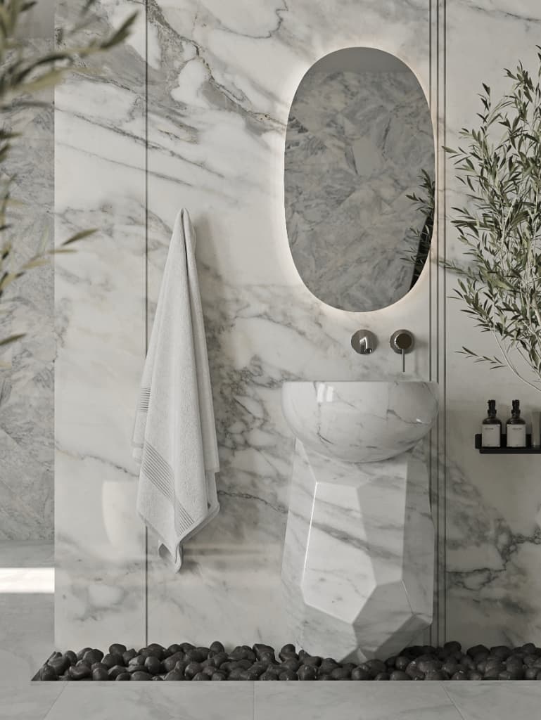 Custom marble bathroom sink and set