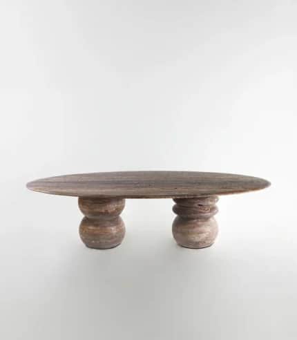 Saturn Silver Travertino Table by Rozaik