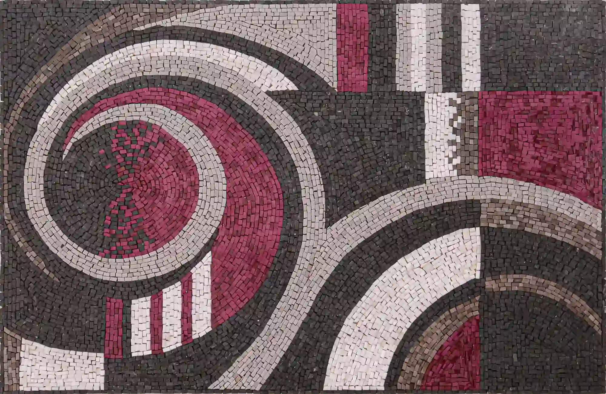 Round and Around handmade marble mosaic (Abstract)