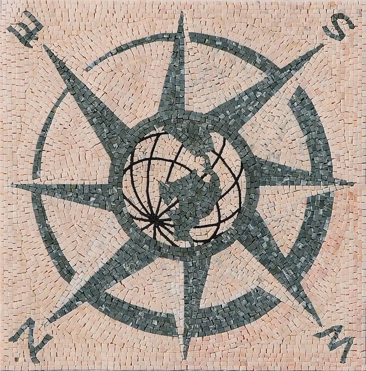 Celestial – Mosaic Designs handmade marble mosaic (Compass)