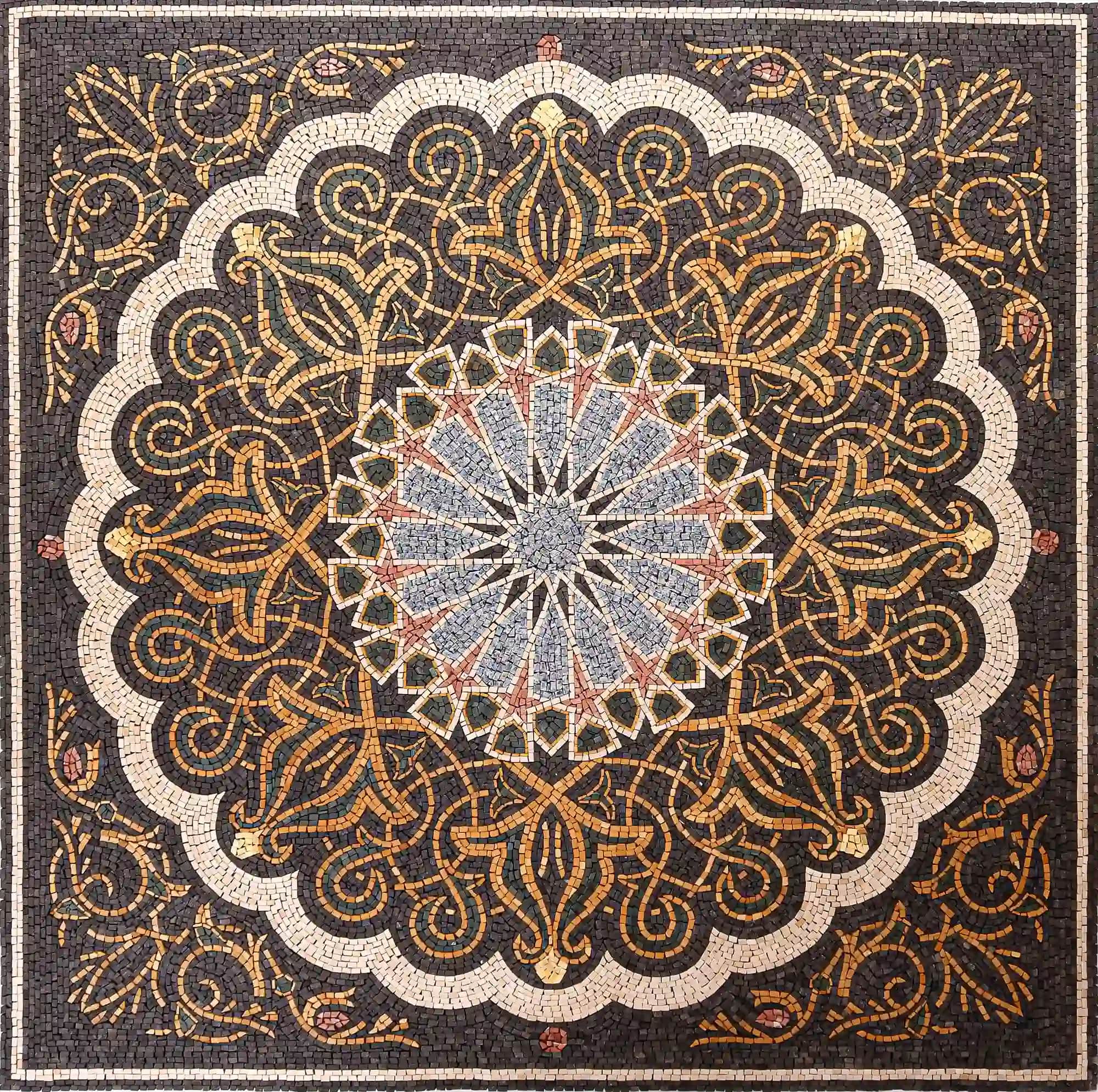 Electric Rhythm handmade marble mosaic (Compass)