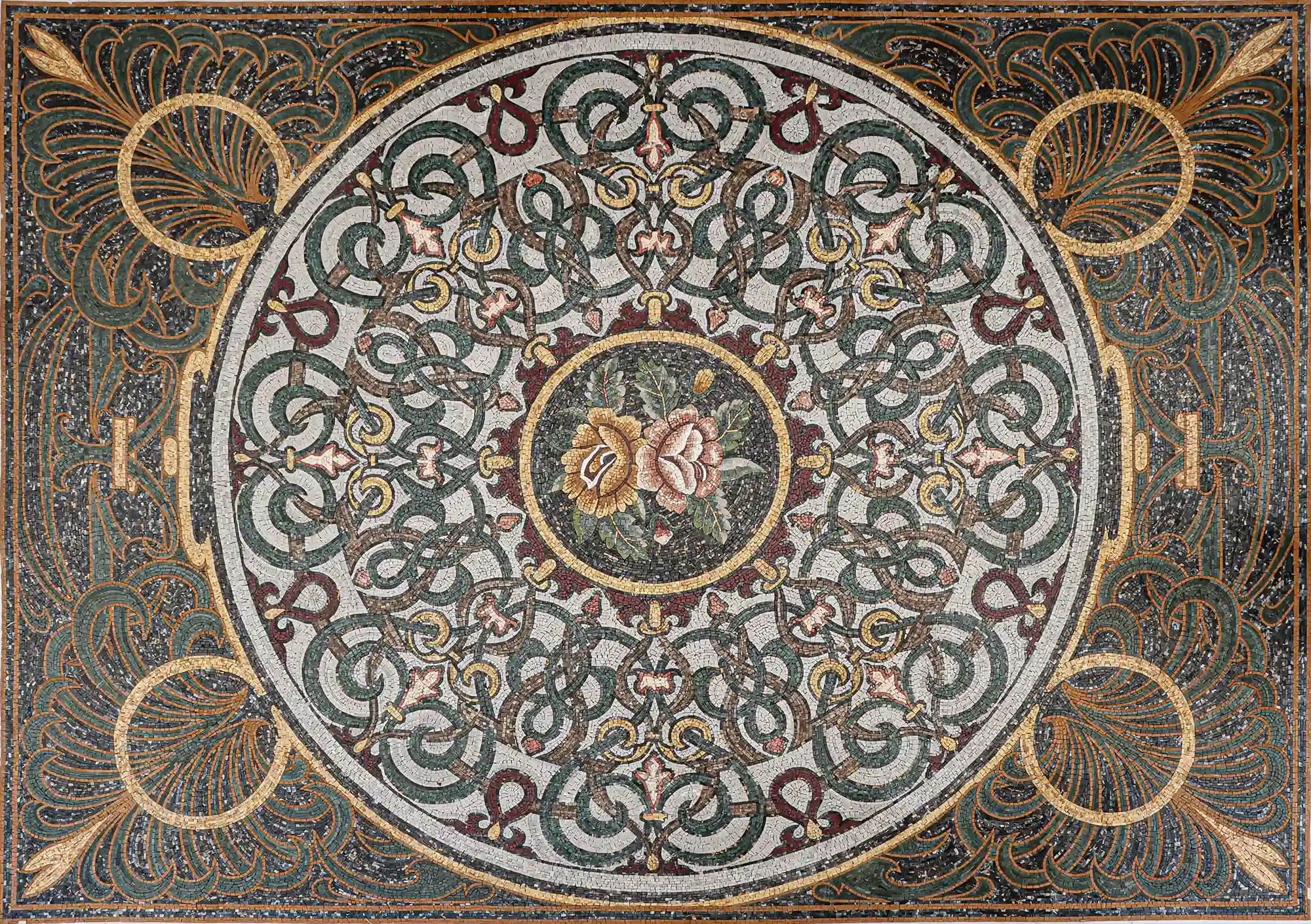 Enchanted Forest 2 handmade marble mosaic (Compass)