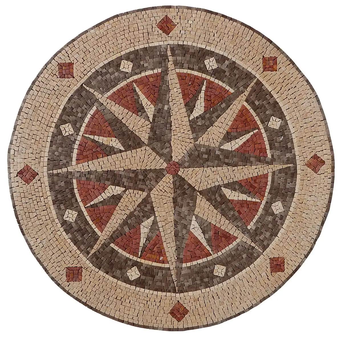 North – Mosaic Designs handmade marble mosaic (Compass)