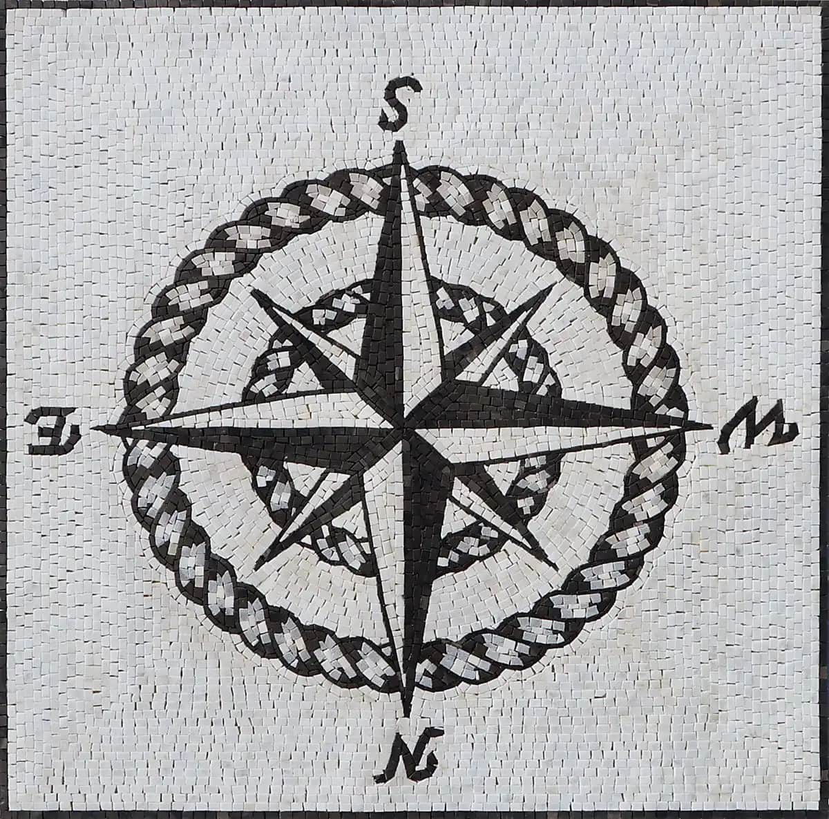 Pathway – Mosaic Designs handmade marble mosaic (Compass)
