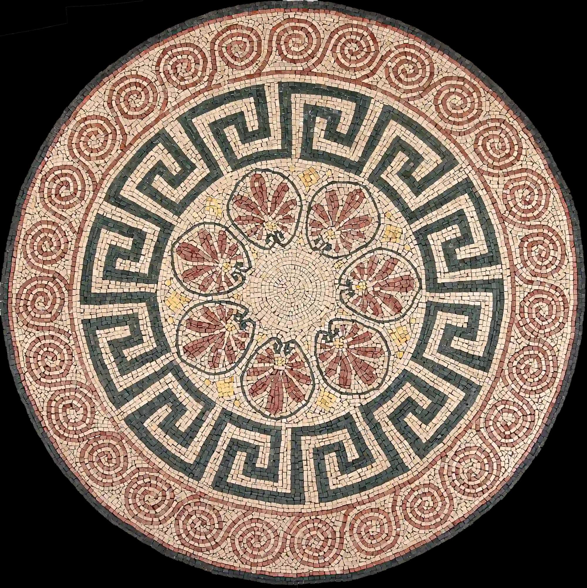 Spiral Geometry 2 handmade marble mosaic (Compass)