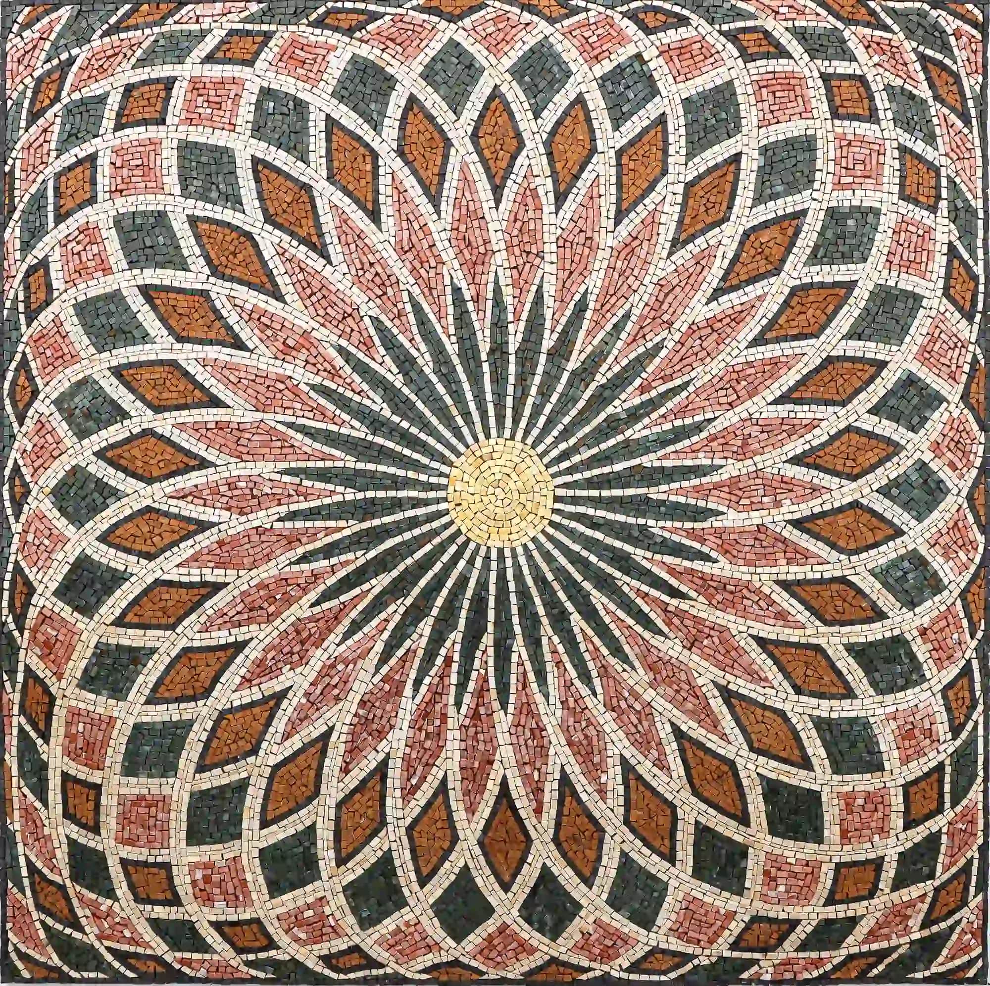 Sunrise handmade marble mosaic (Compass)