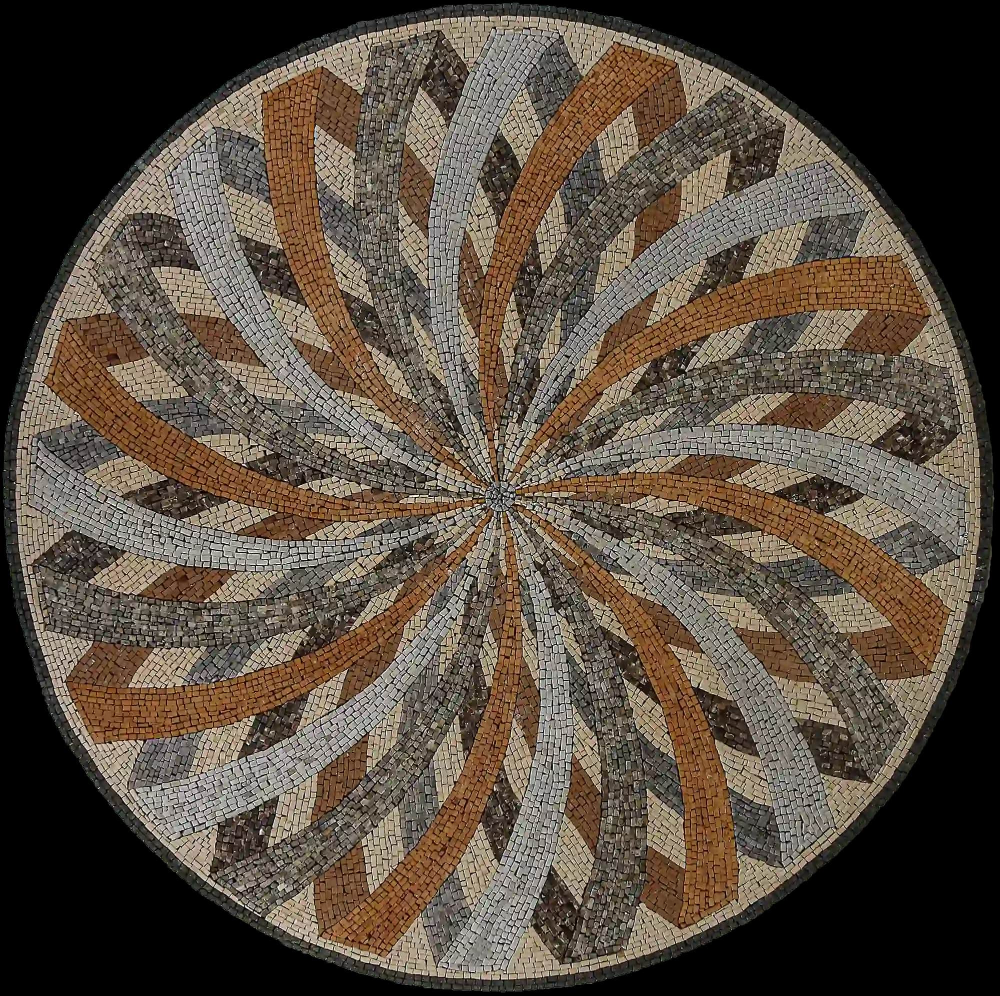 The Compass Flower n°3 handmade marble mosaic (Compass)