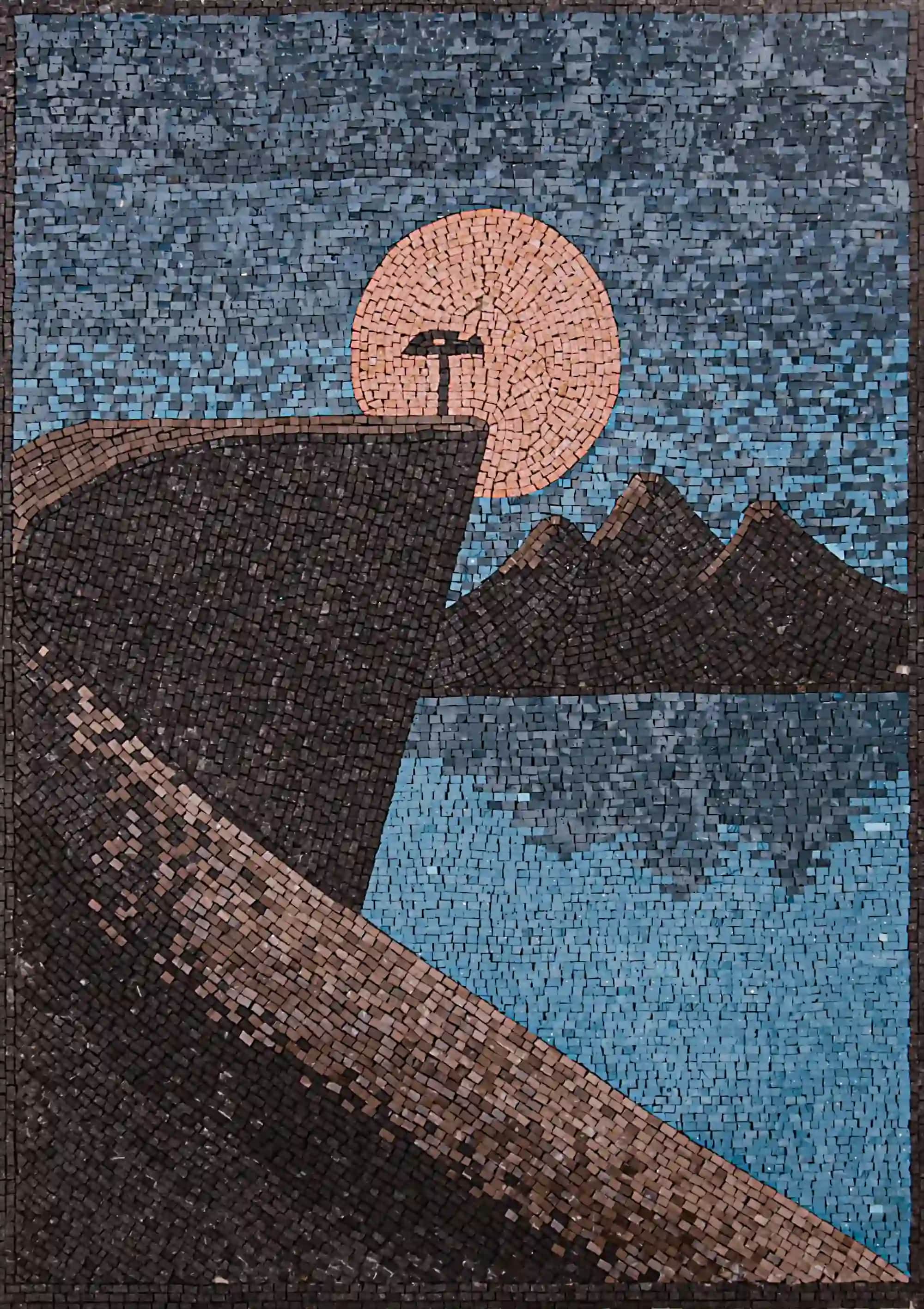 Full Moon 2 handmade marble mosaic (Nature)
