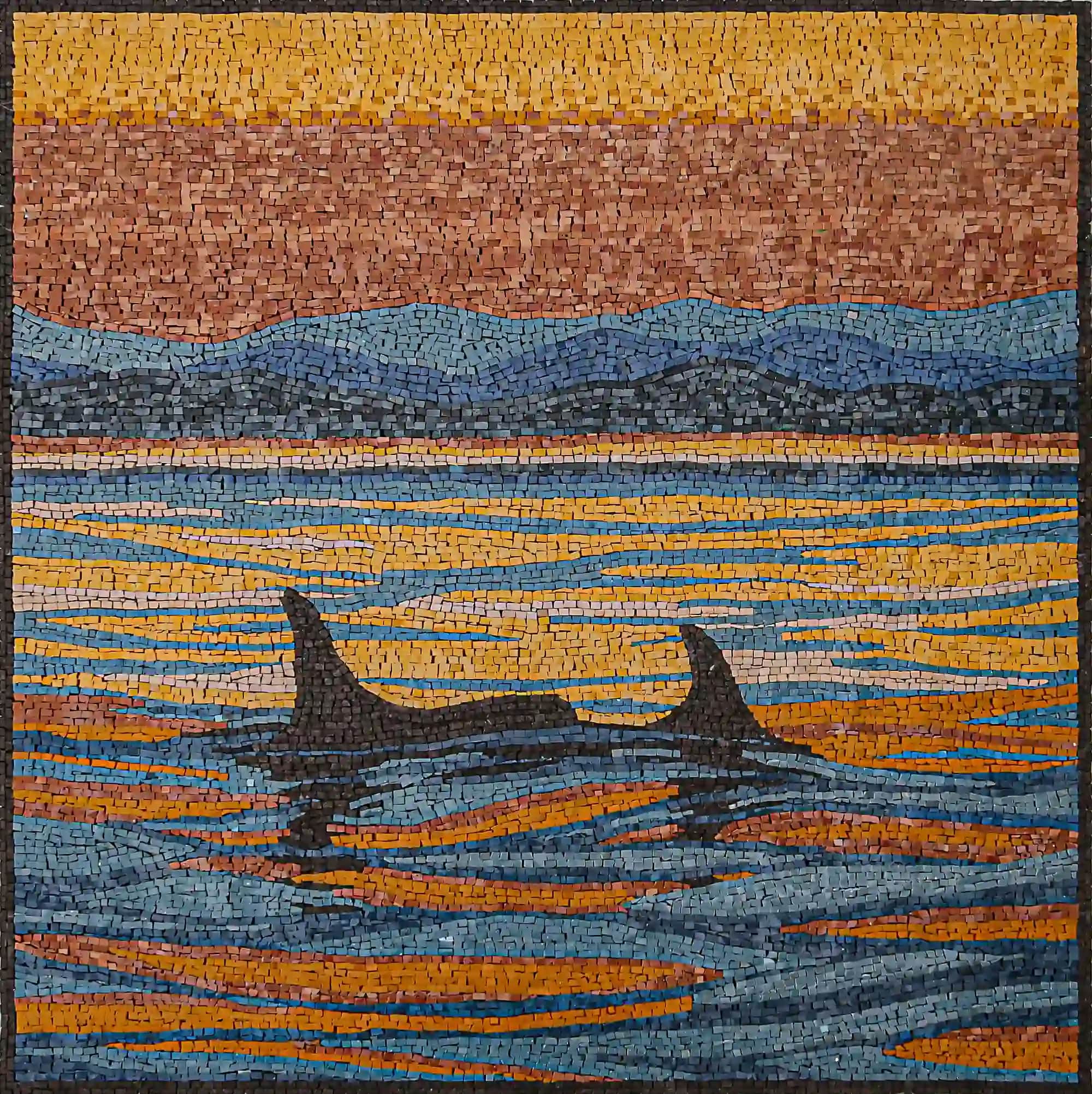 Hidden by the Sea handmade marble mosaic (Nature)